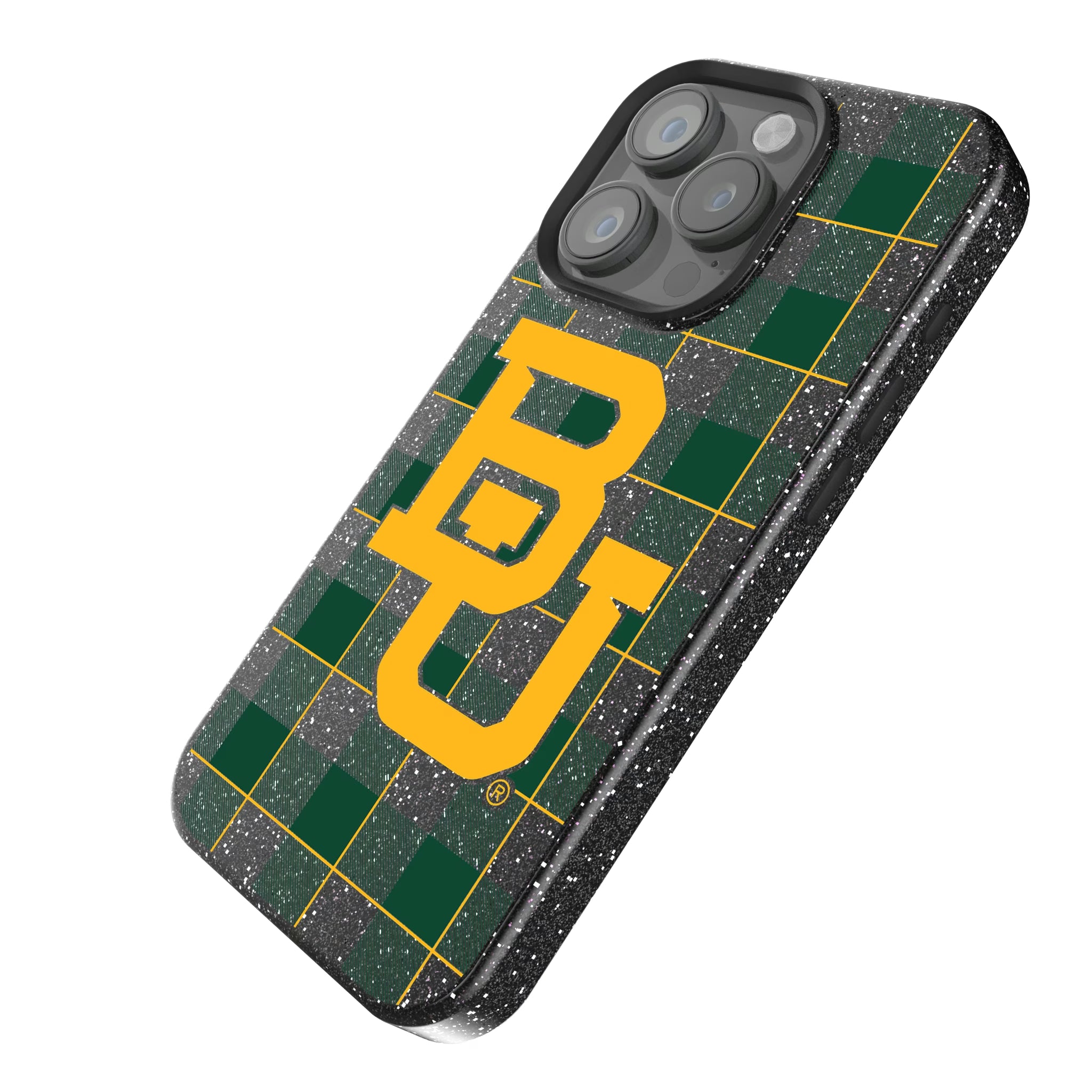 Baylor University Bears Plaid iPhone Bling Phone Case for Apple iPhone - Isometric View