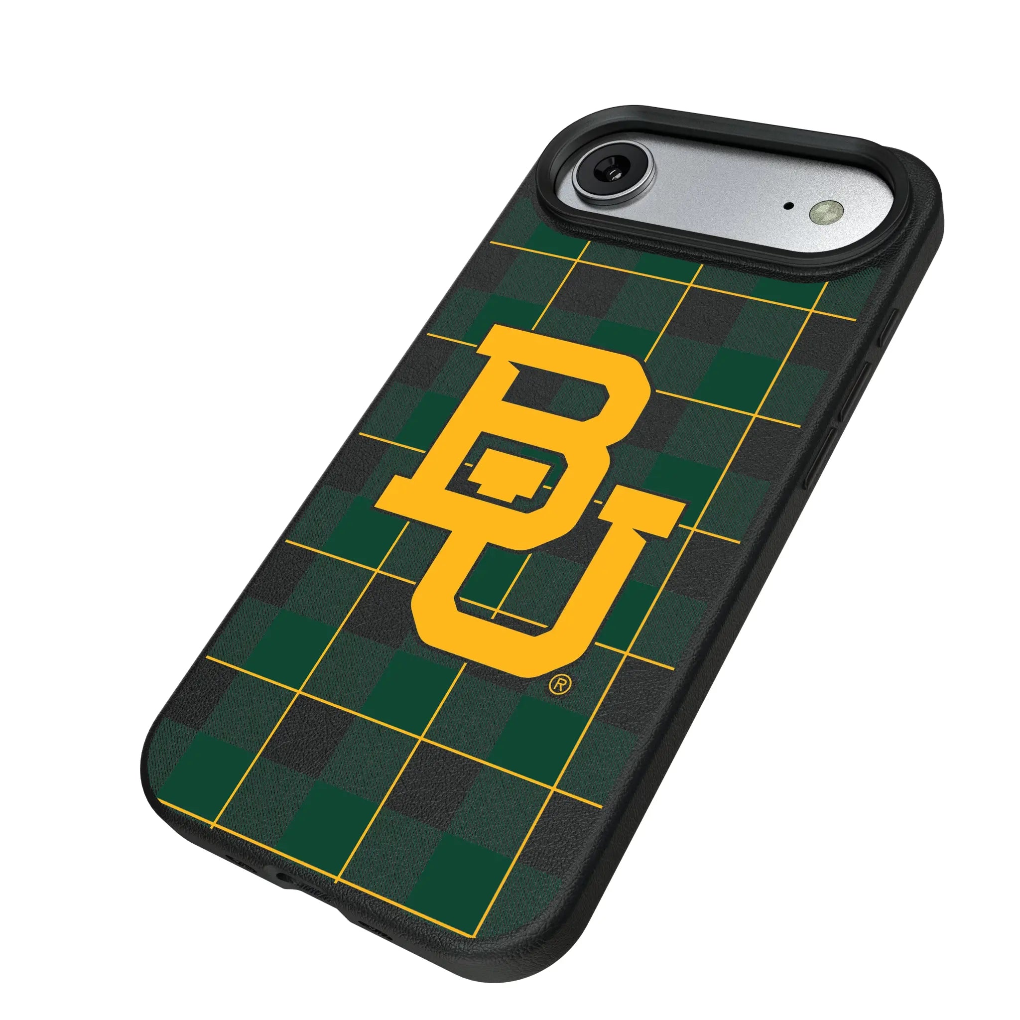 Baylor University Bears Plaid iPhone MagSafe Compatible Phone Case for Apple iPhone - Isometric View#Device_iPhone Air