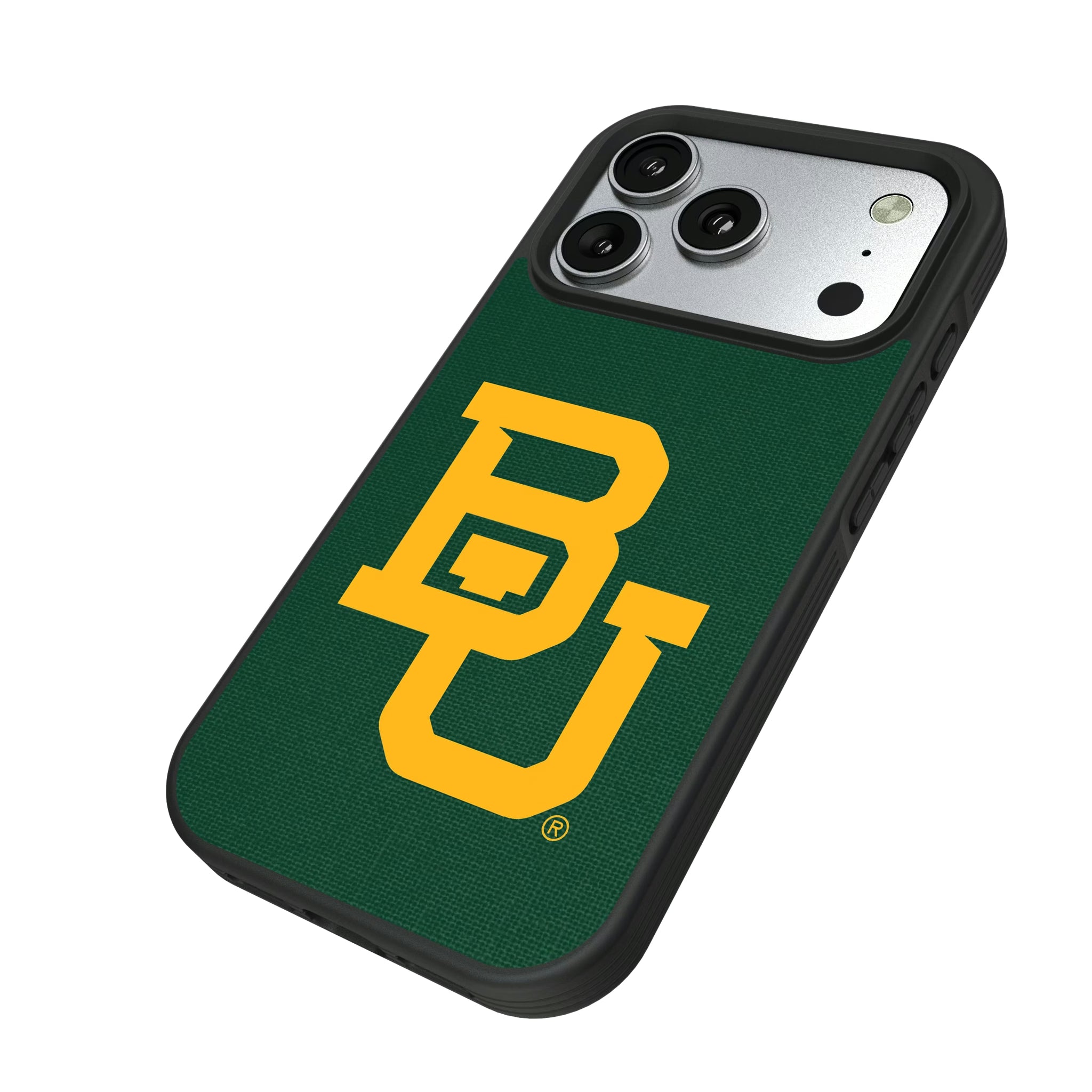 Baylor University Bears Solid iPhone Bump Phone Case for Apple iPhone - Isometric View#Device_iPhone 17 Pro