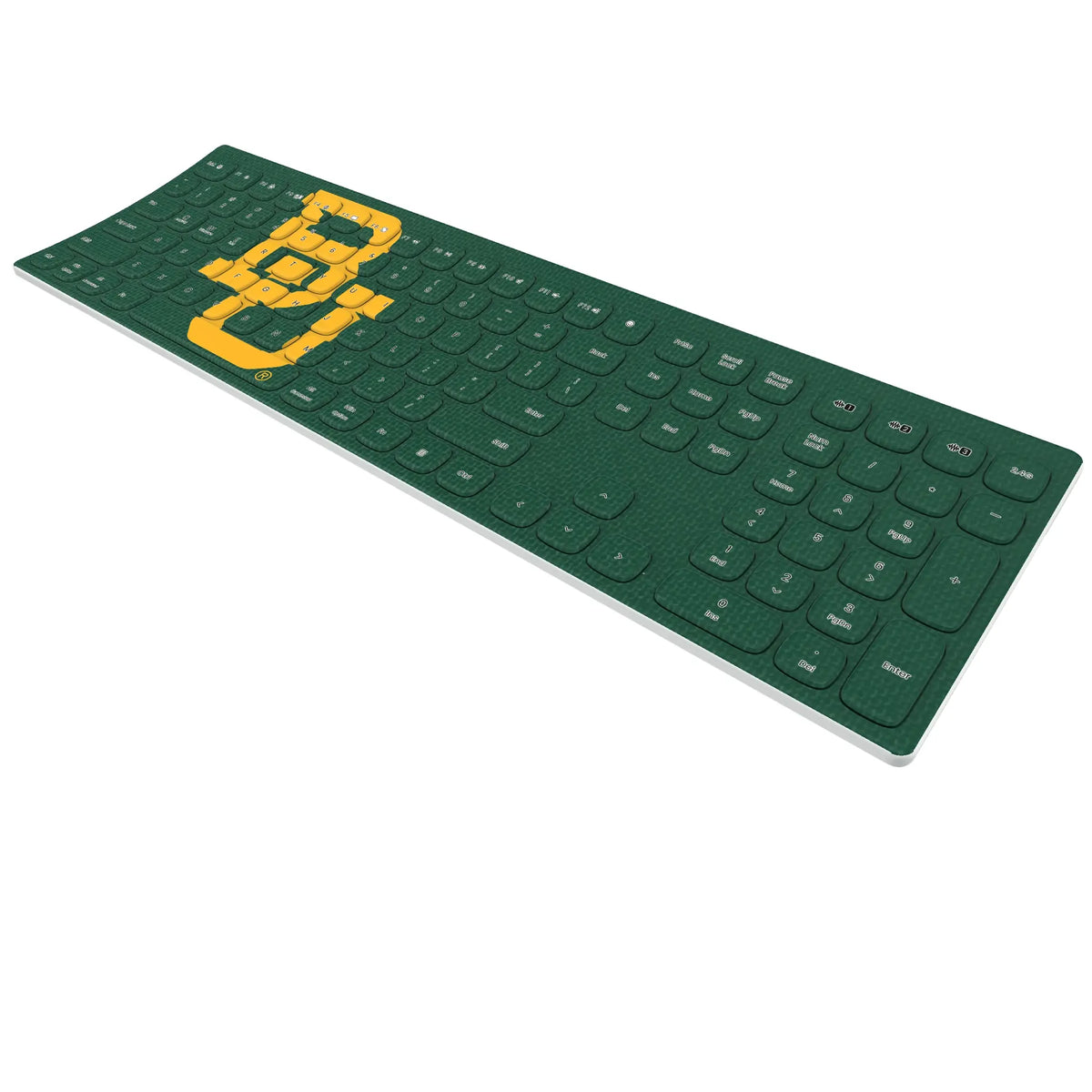 Baylor University Bears Solid KKB605 Curved Wireless Keyboard - Isometric View
