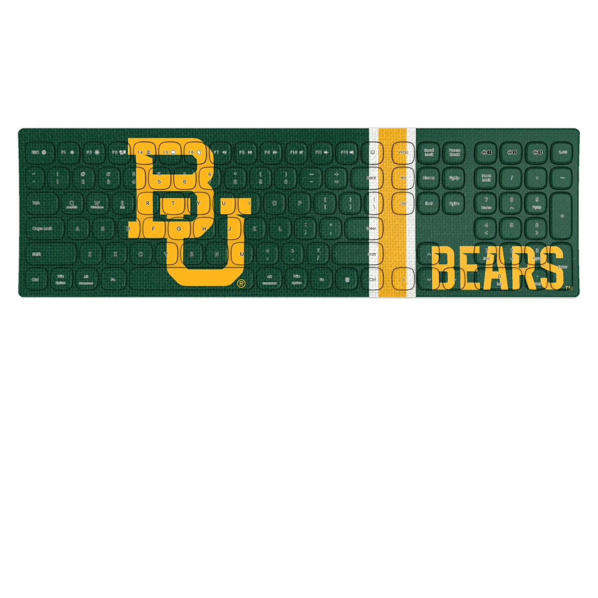 Baylor University Bears Stripe KKB605 Curved Wireless Keyboard