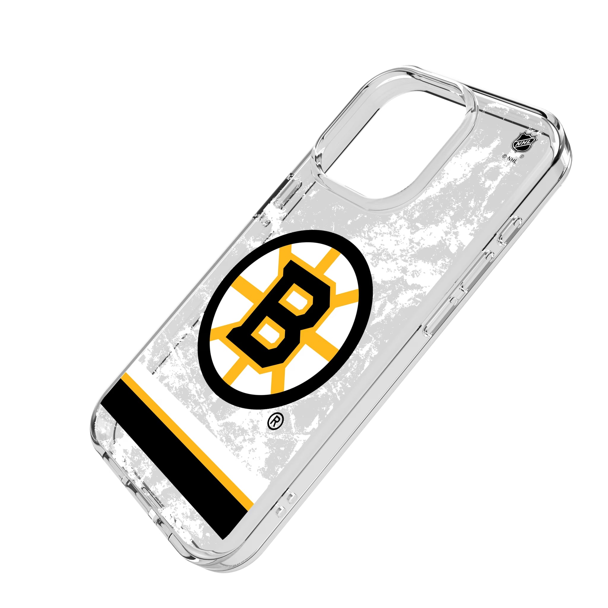 Boston Bruins Ice Stripe iPhone Clear Phone Case for Apple iPhone - Isometric View