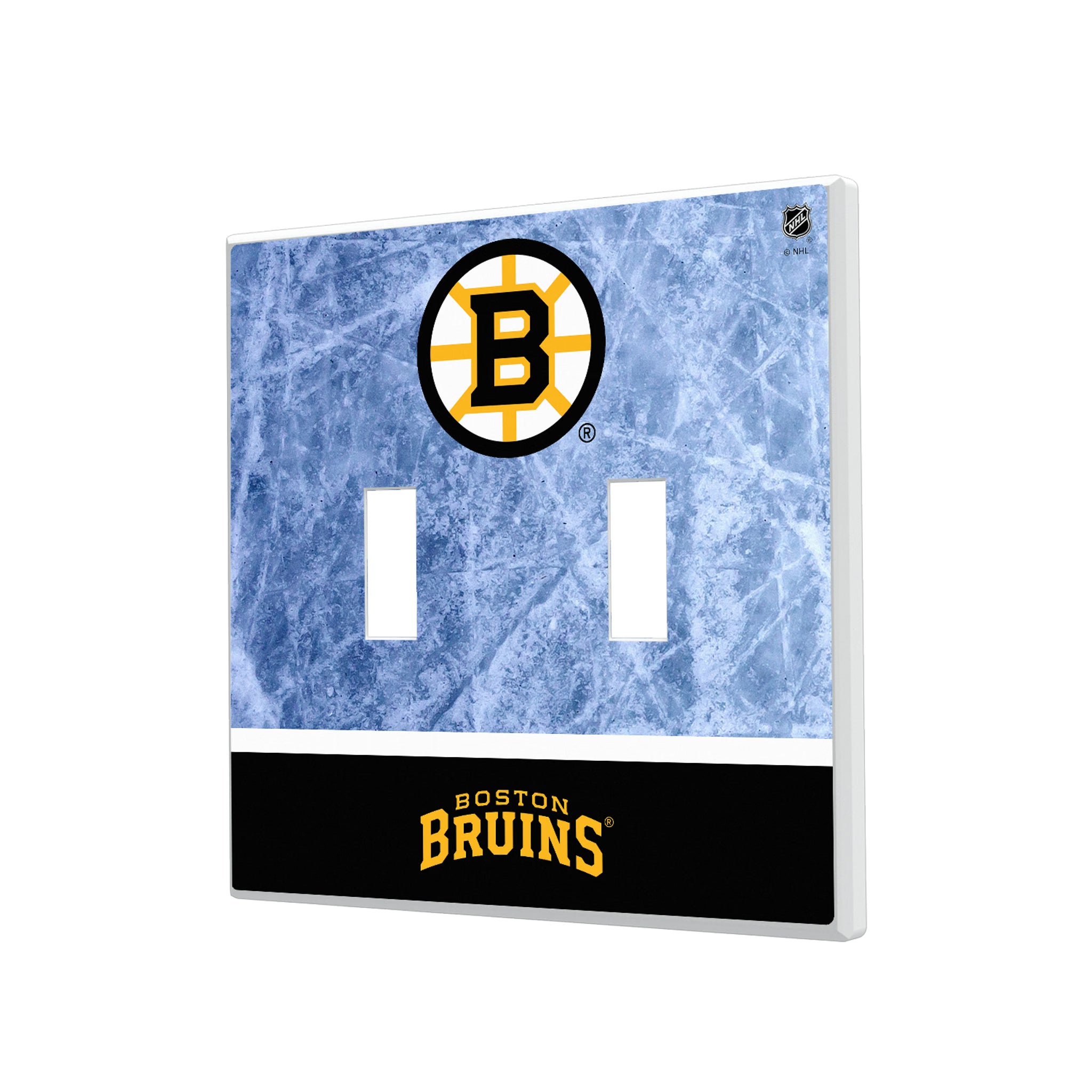 Boston Bruins Ice Wordmark Hidden-Screw Light Switch Plate#Style_Double Toggle