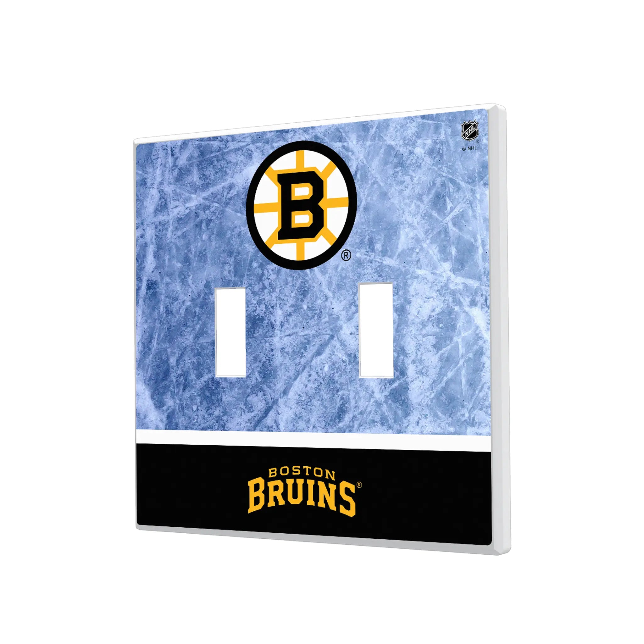 Boston Bruins Ice Wordmark Hidden-Screw Light Switch Plate#Style_Double Toggle