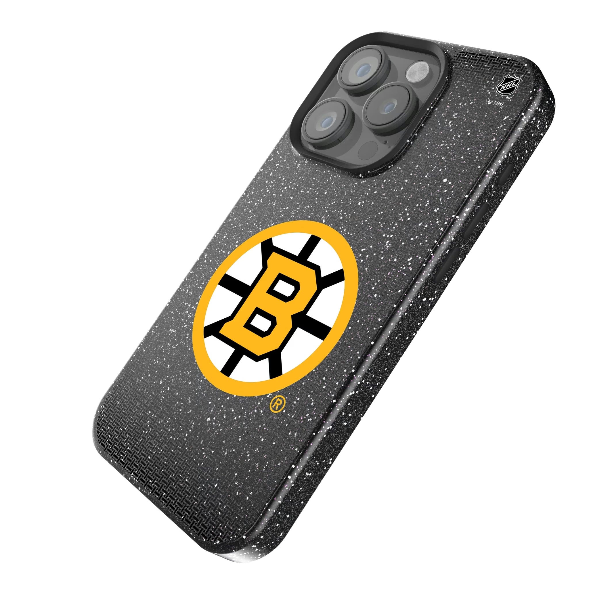 Boston Bruins Linen iPhone Bling Phone Case for Apple iPhone - Isometric View