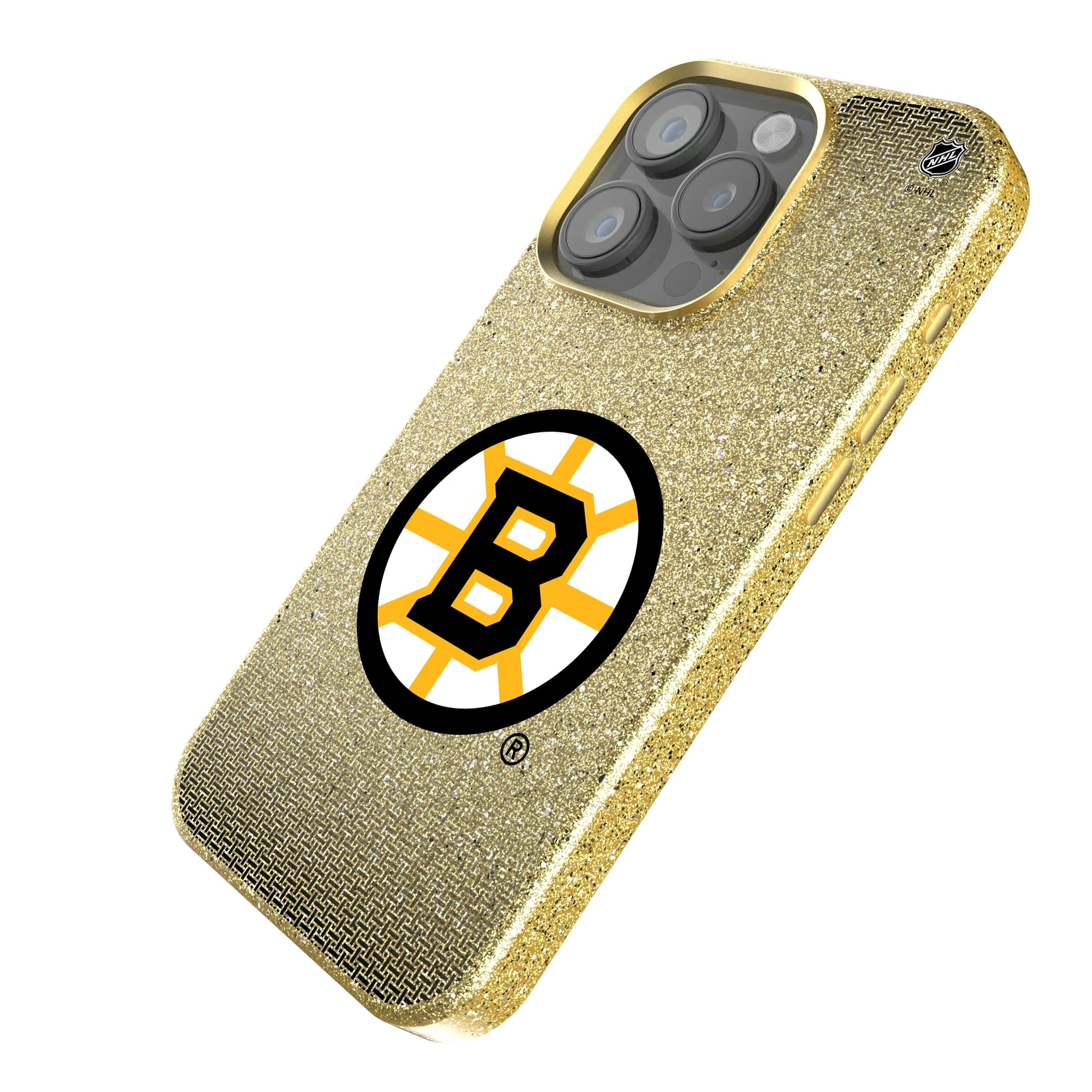 Boston Bruins Linen iPhone Bling Phone Case for Apple iPhone - Isometric View