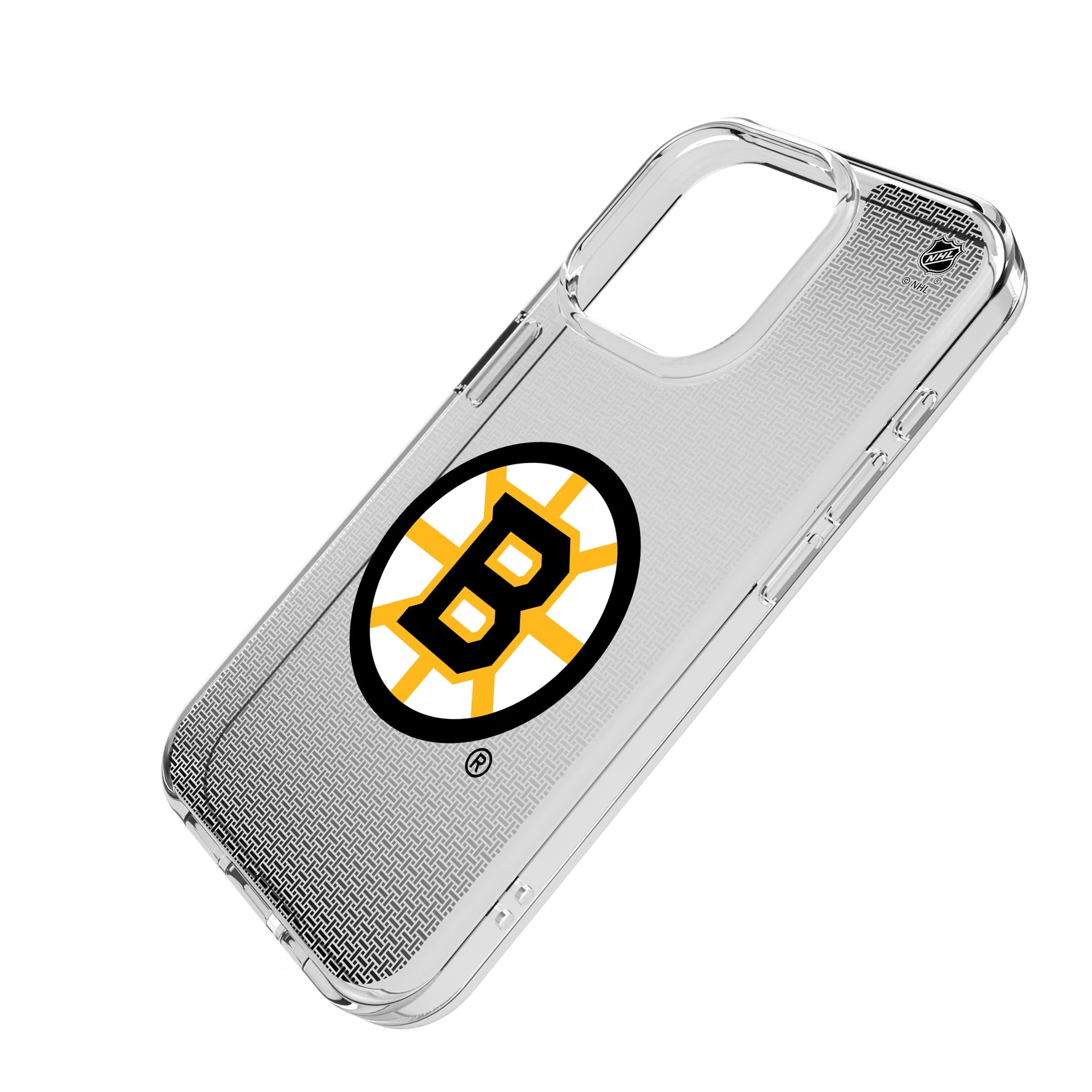 Boston Bruins Linen iPhone Clear Phone Case for Apple iPhone - Isometric View