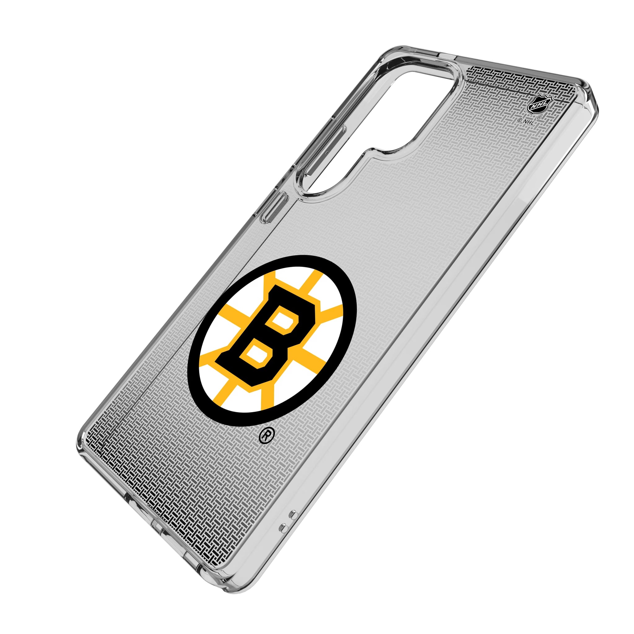 Boston Bruins Linen Galaxy Clear Phone Case for Samsung Galaxy - Isometric View