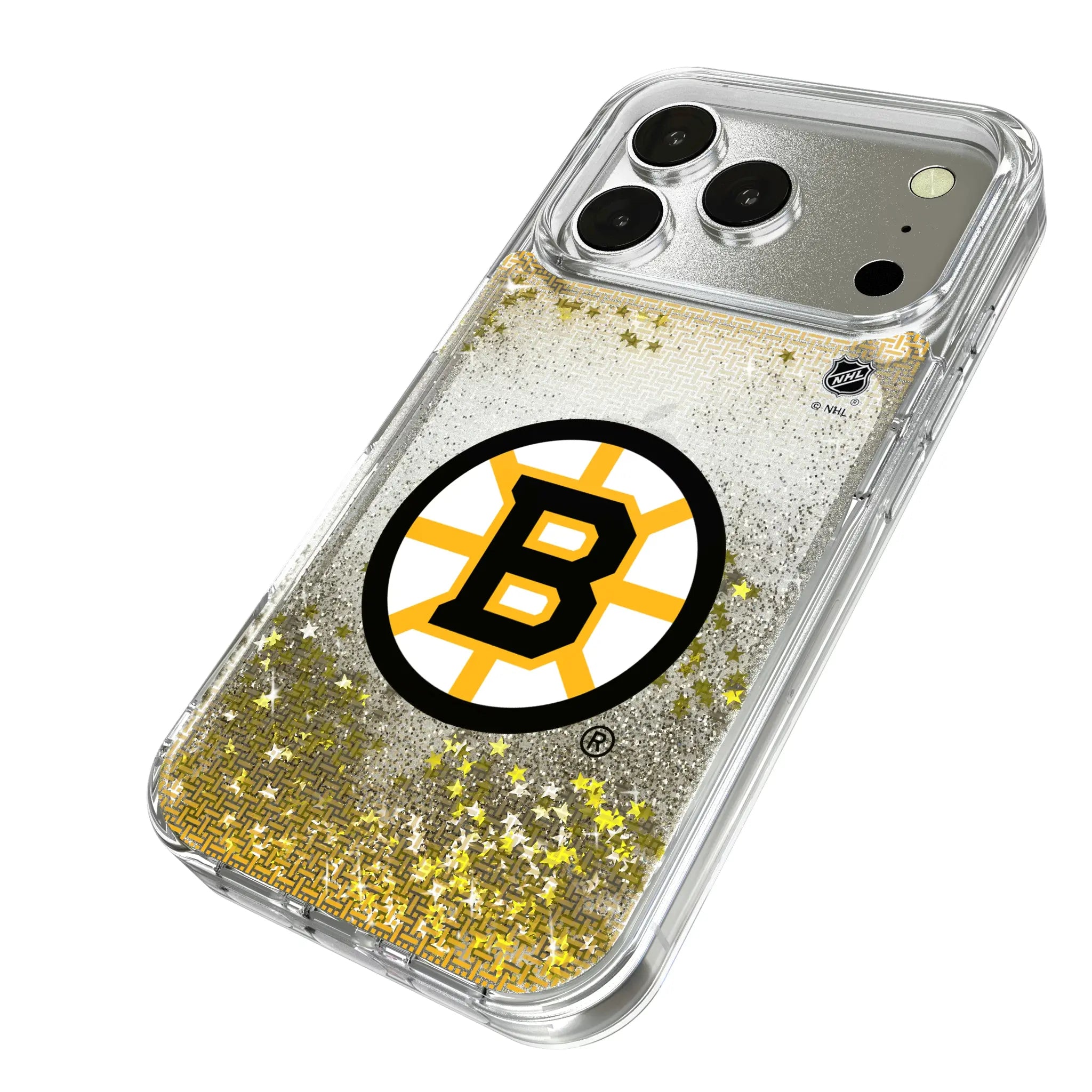 Boston Bruins Linen iPhone Glitter Phone Case for Apple iPhone - Isometric View