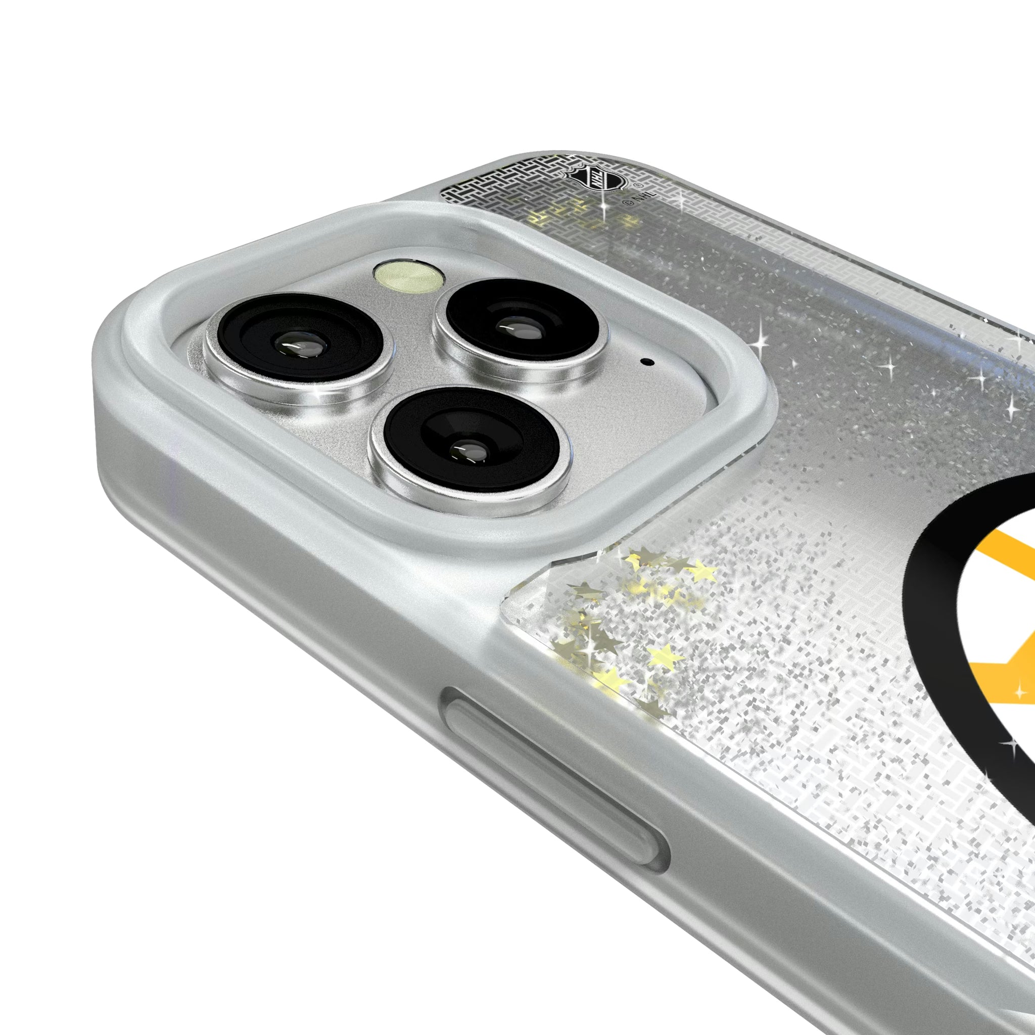 Boston Bruins Linen iPhone Glitter Phone Case for Apple iPhone - Detail#Device_iPhone 16 Pro