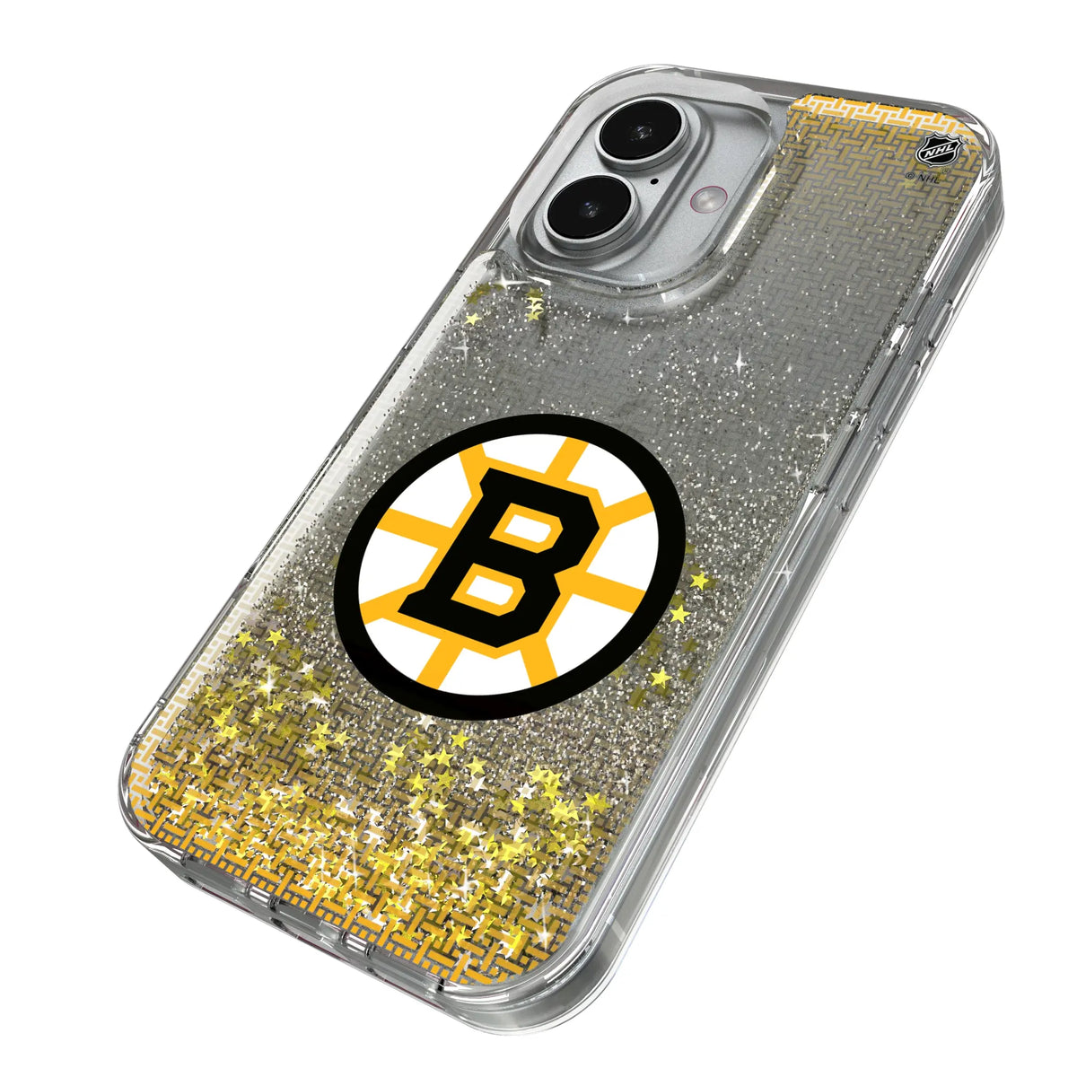 Boston Bruins Linen iPhone Glitter Phone Case for Apple iPhone - Isometric View#Device_iPhone 17