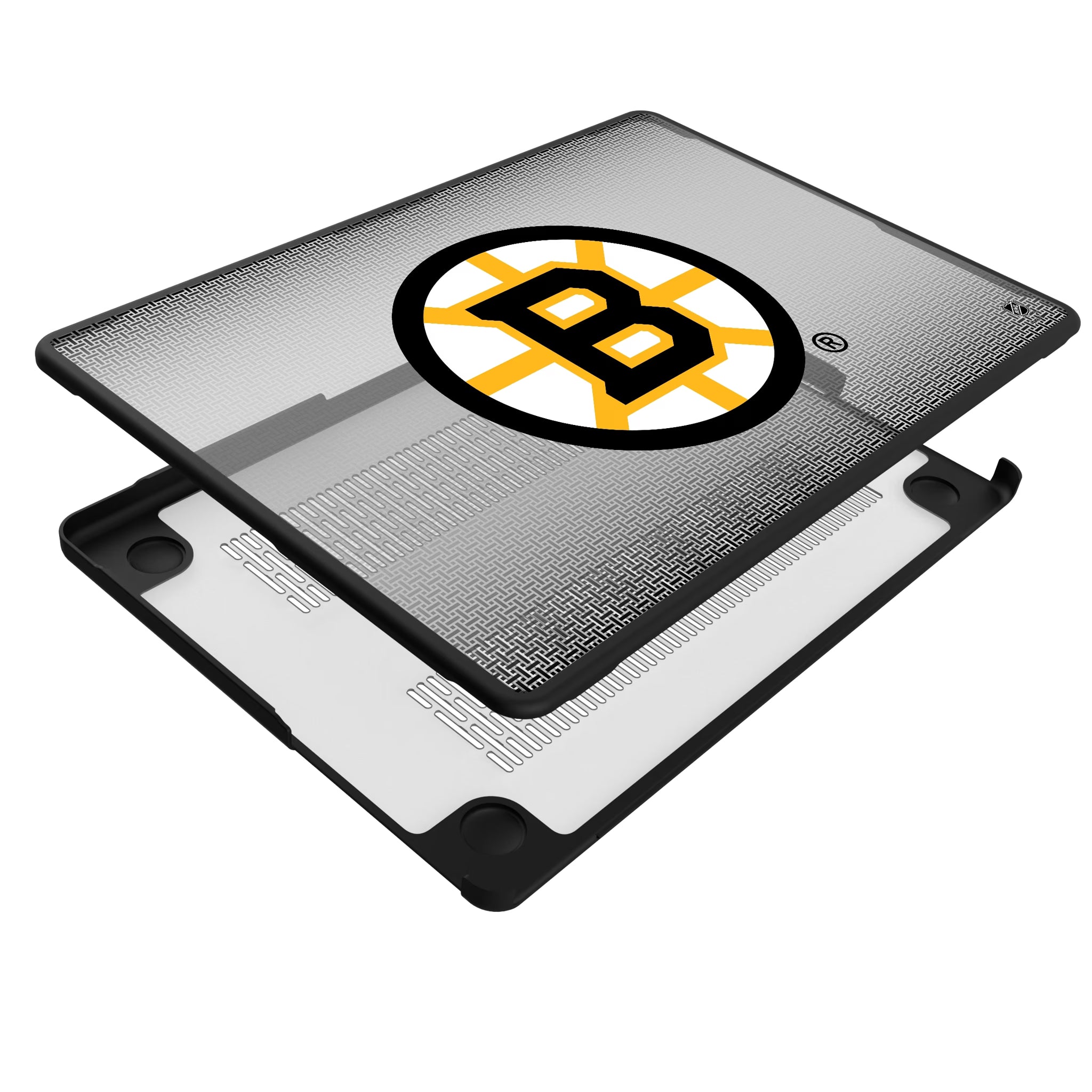 Boston Bruins Linen MacBook Laptop Case for Apple MacBook - Isometric View#Device_MacBook Pro (14-inch, 2021) / MacBook Pro (14-inch, 2023) / MacBook Pro (14-inch, 2024)