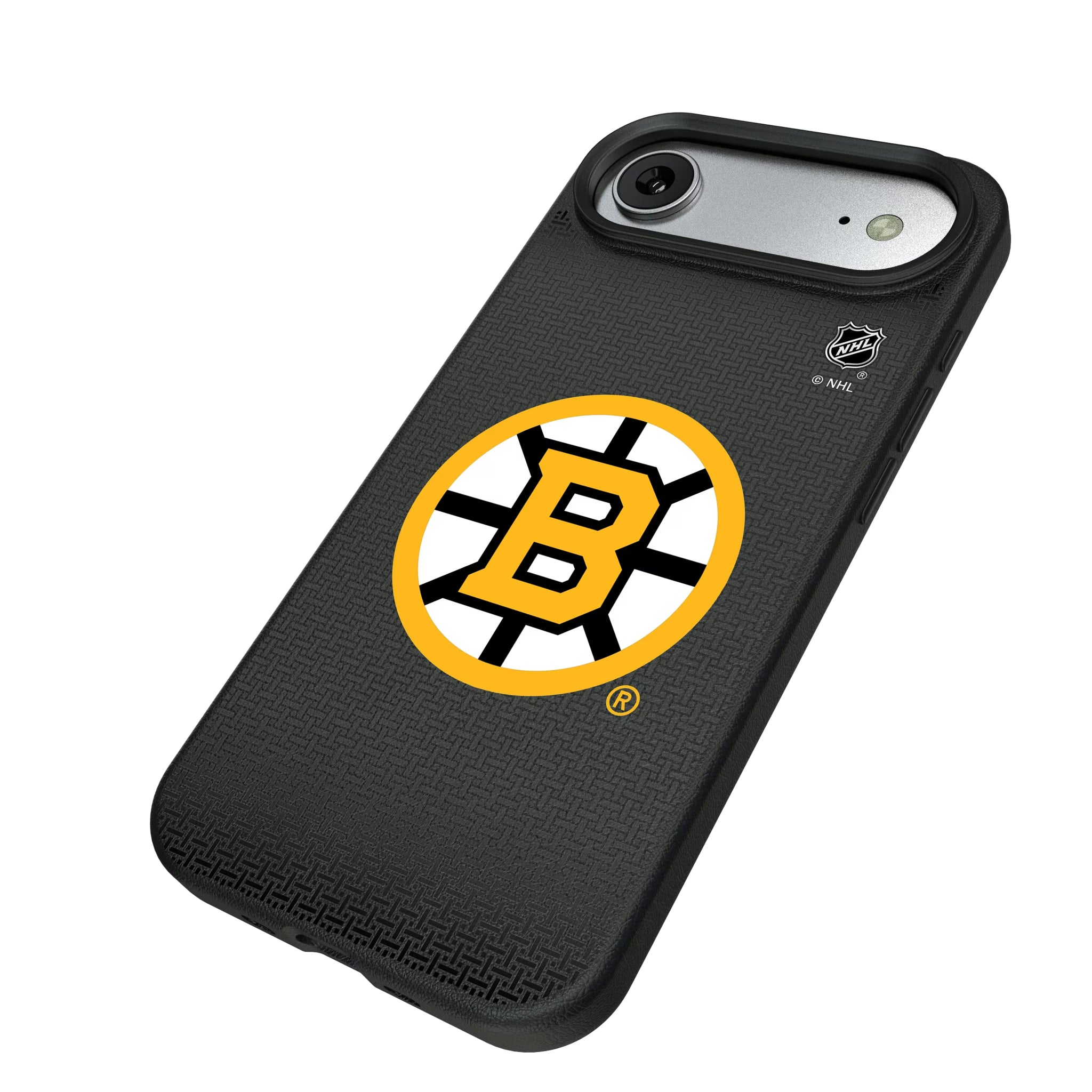 Boston Bruins Linen iPhone MagSafe Compatible Phone Case for Apple iPhone - Isometric View#Device_iPhone Air