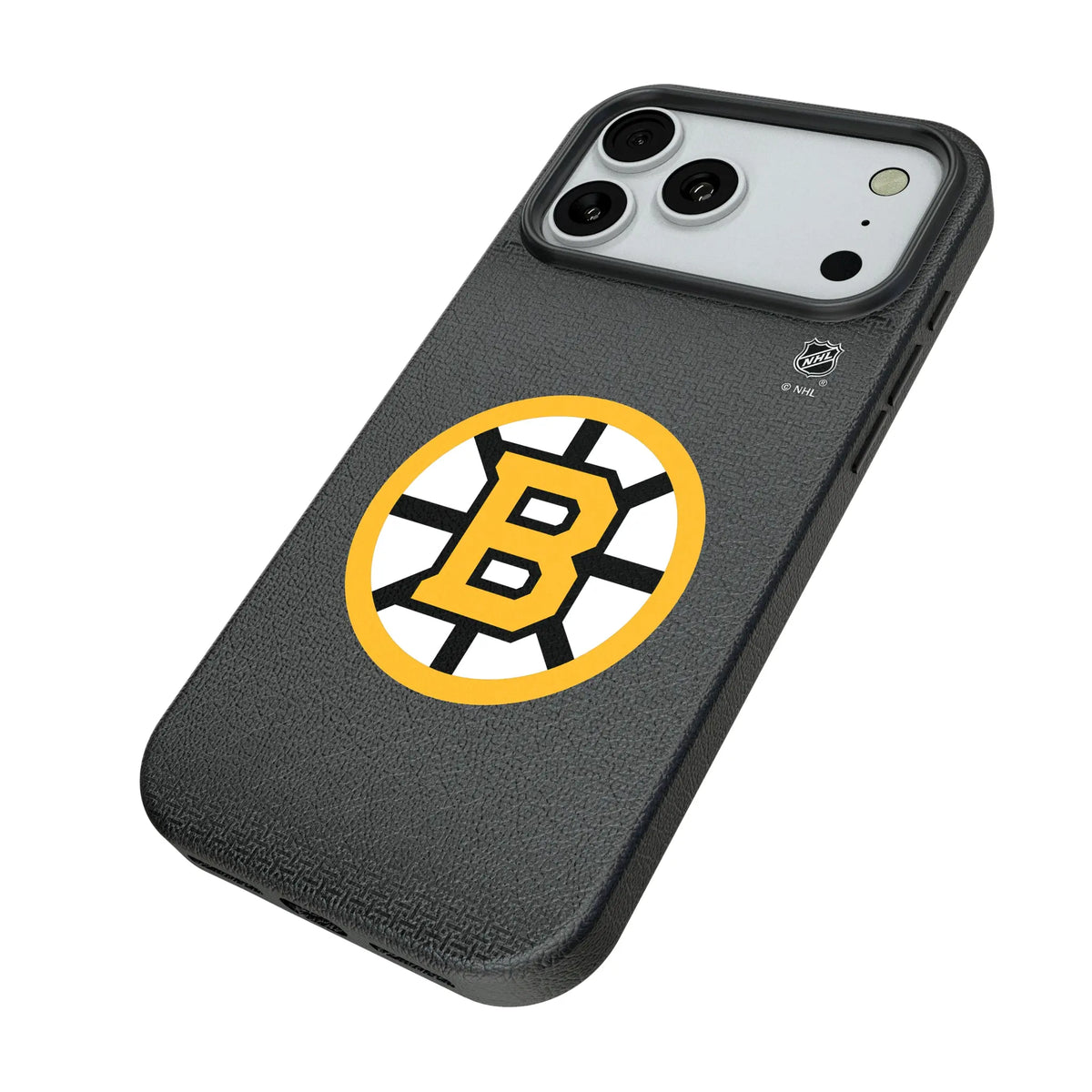 Boston Bruins Linen iPhone MagSafe Compatible Phone Case for Apple iPhone - Isometric View#Device_iPhone 18 Pro Max
