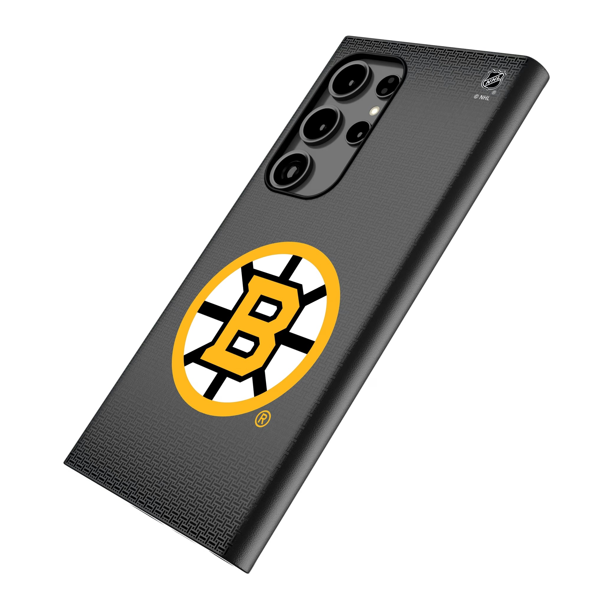 Boston Bruins Linen Galaxy MagSafe Compatible Phone Case for Samsung Galaxy - Isometric View