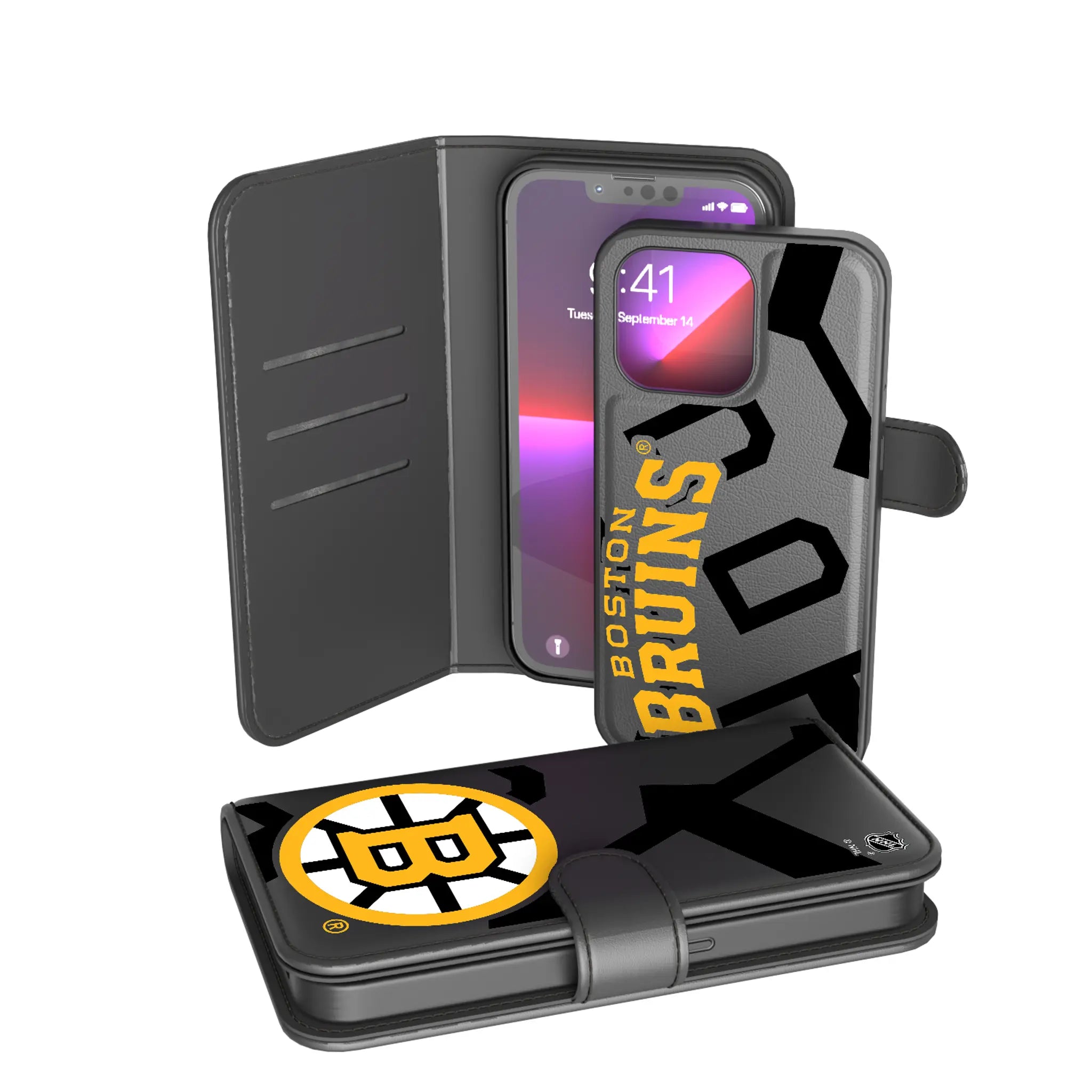 Boston Bruins Monocolor Tilt iPhone Wallet Phone Case for Apple iPhone