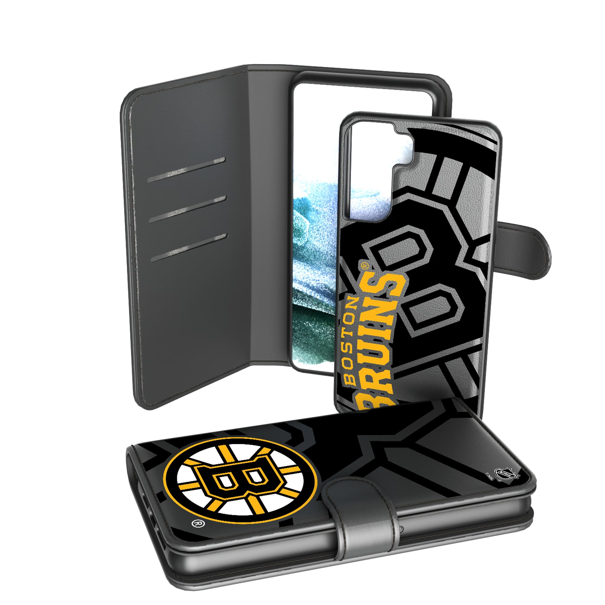 Boston Bruins Monocolor Tilt Galaxy Wallet Phone Case for Samsung Galaxy