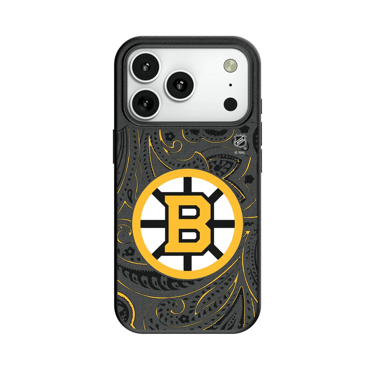 Boston Bruins Paisley MagSafe Compatible Phone Case for Apple iPhone