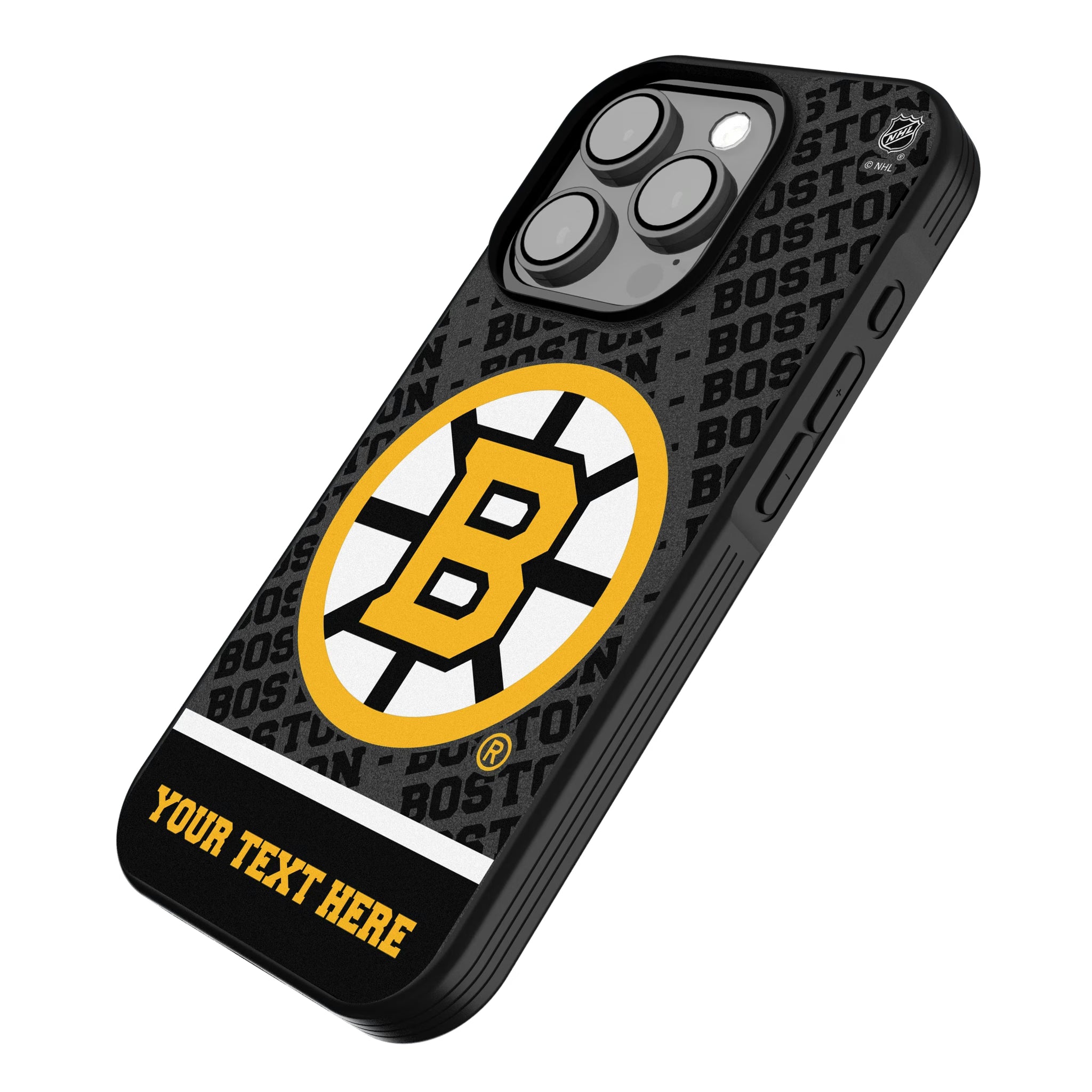 Boston Bruins Personalized EndZone Plus iPhone Bump Phone Case for Apple iPhone - Isometric View