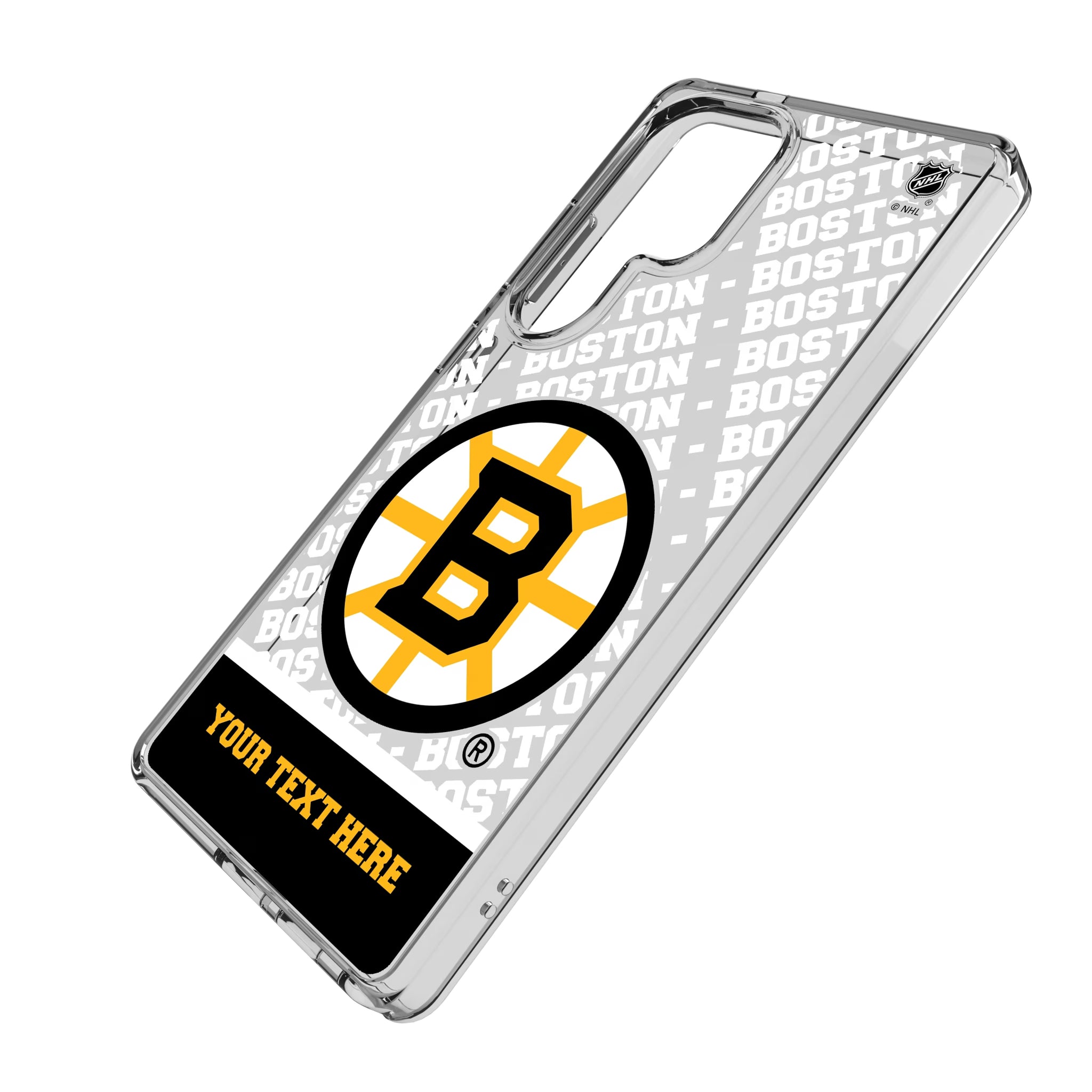 Boston Bruins Personalized EndZone Plus Galaxy Clear Phone Case for Samsung Galaxy - Isometric View