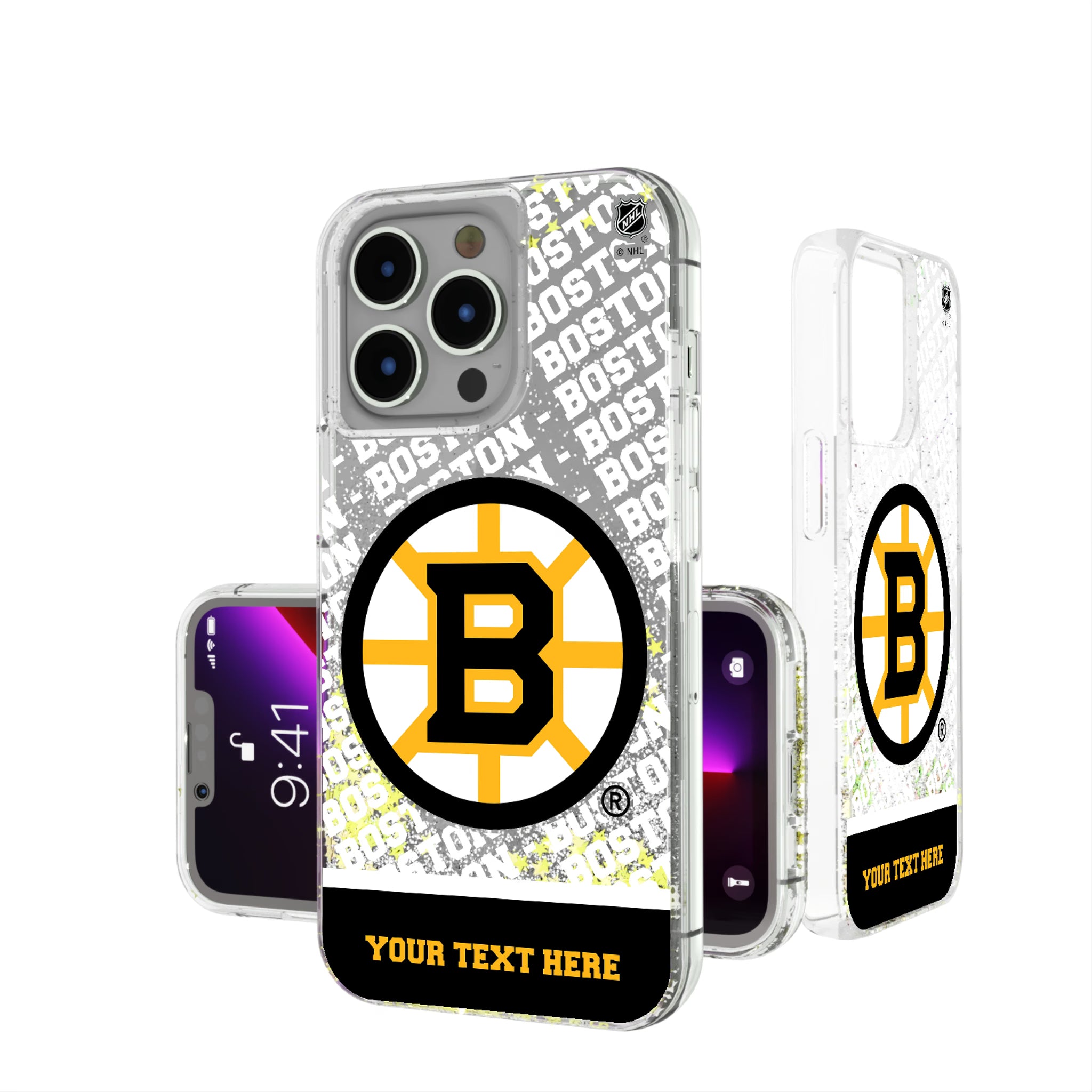 Boston Bruins Personalized EndZone Plus iPhone Glitter Phone Case for Apple iPhone