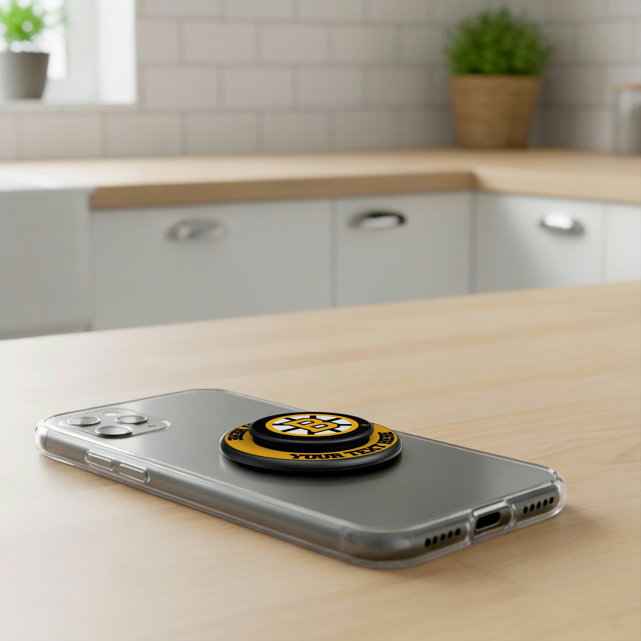Boston Bruins Personalized Endzone Solid Popsockets Round Magnetic - Lifestyle