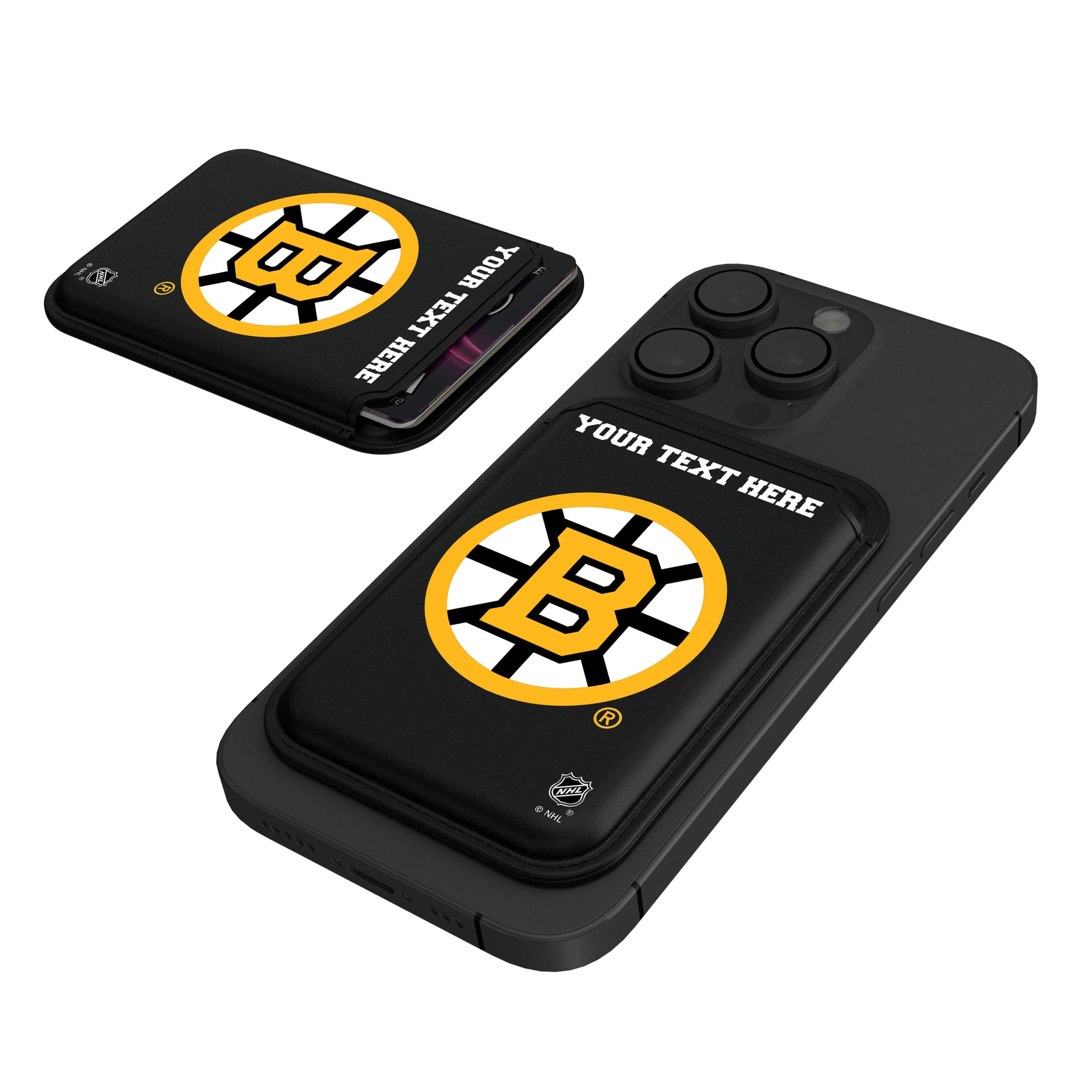 Boston Bruins Personalized Insignia Black Magnetic Credit Card Wallet