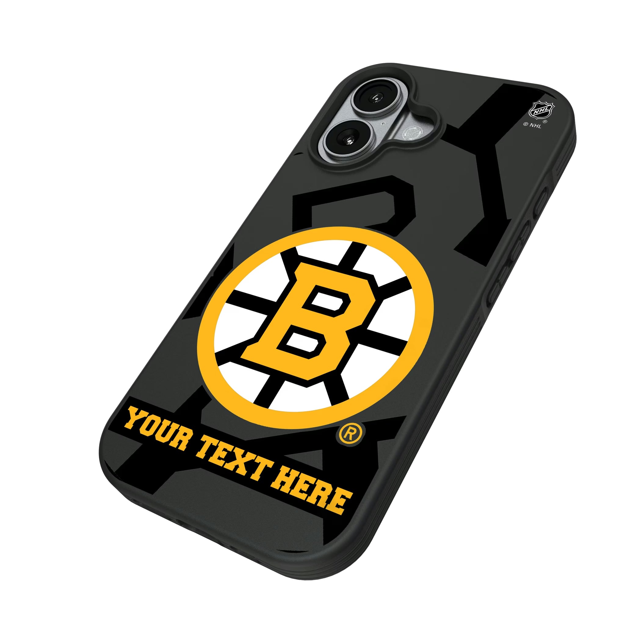 Boston Bruins Personalized Tilt iPhone Bump Phone Case for Apple iPhone - Isometric View#Device_iPhone 17