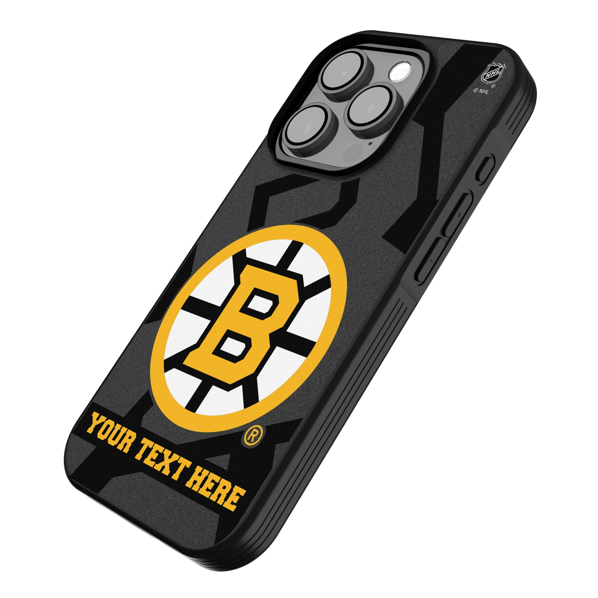 Boston Bruins Personalized Tilt iPhone Bump Phone Case for Apple iPhone - Isometric View