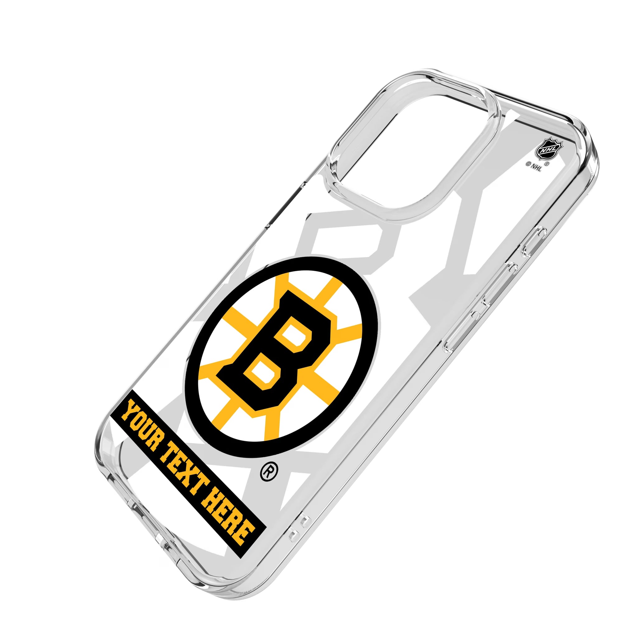 Boston Bruins Personalized Tilt iPhone Clear Phone Case for Apple iPhone - Isometric View