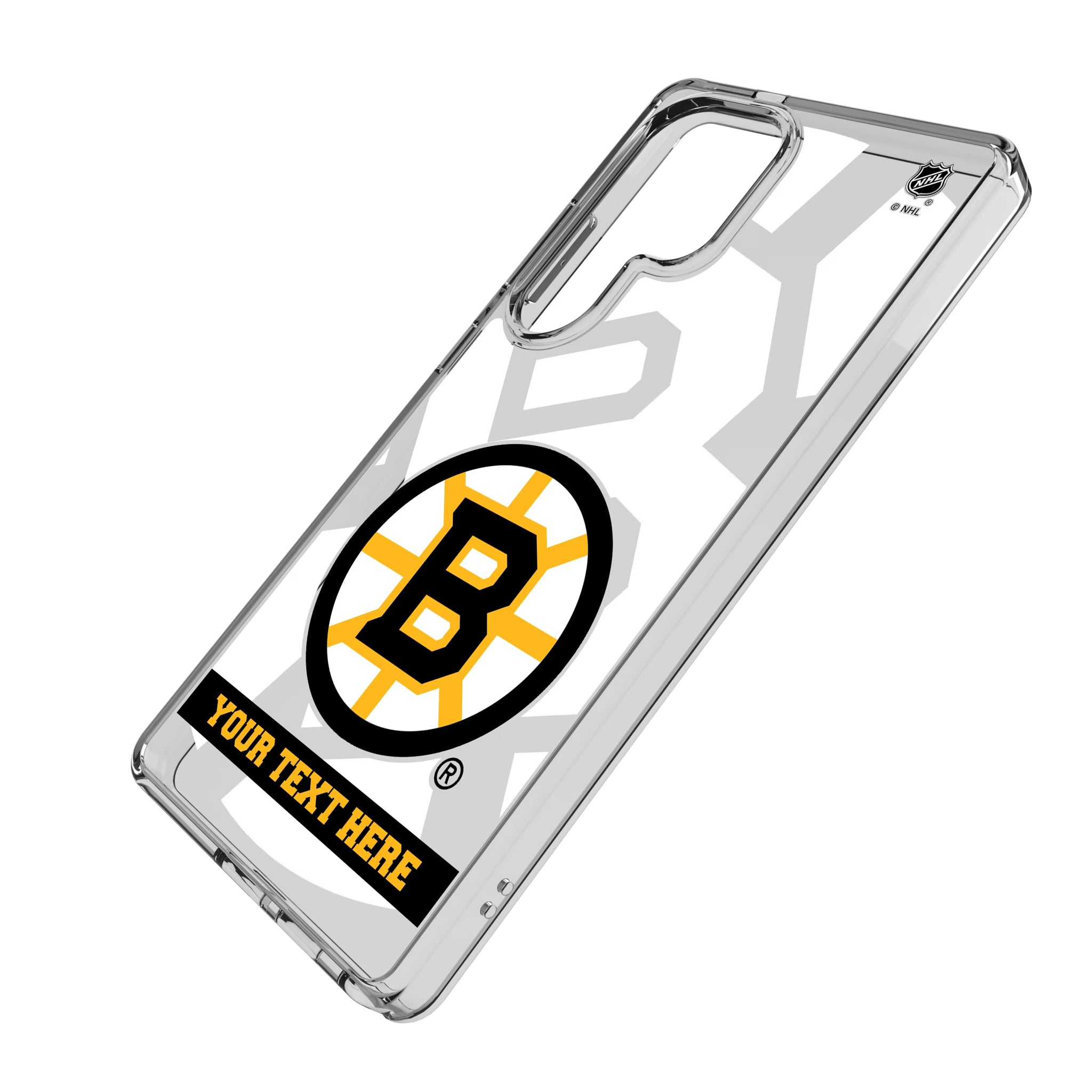 Boston Bruins Personalized Tilt Galaxy Clear Phone Case for Samsung Galaxy - Isometric View
