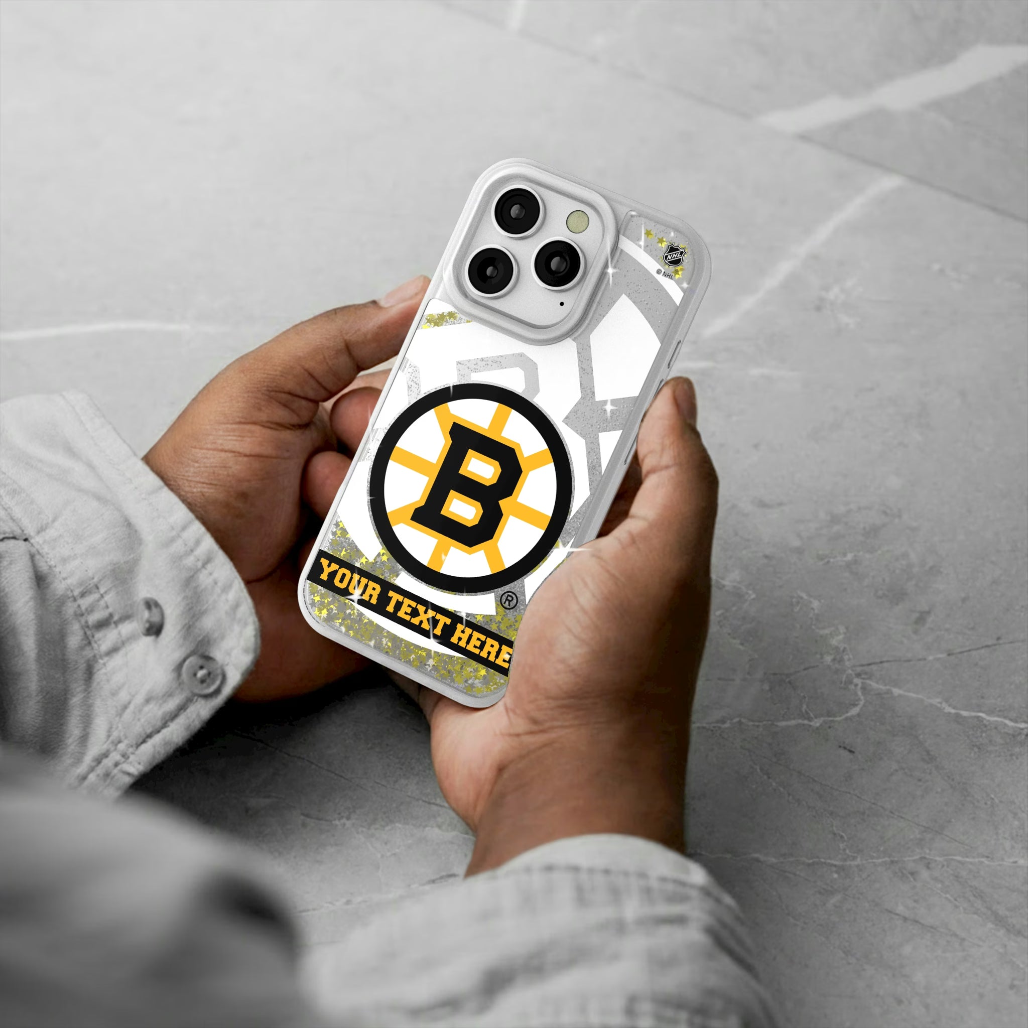 Boston Bruins Personalized Tilt iPhone Glitter Phone Case for Apple iPhone - Lifestyle#Device_iPhone 16 Pro