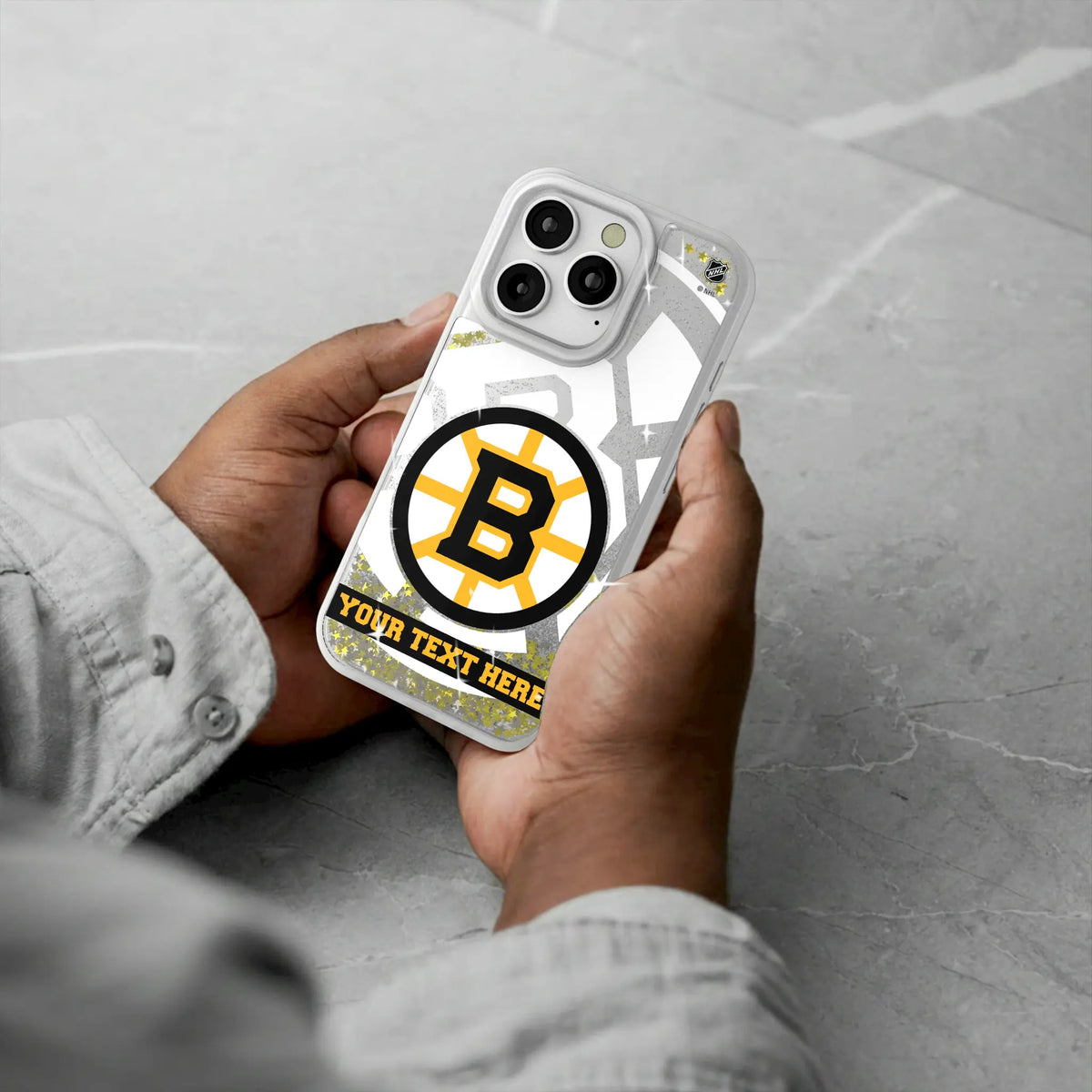 Boston Bruins Personalized Tilt iPhone Glitter Phone Case for Apple iPhone - Lifestyle#Device_iPhone 16 Pro