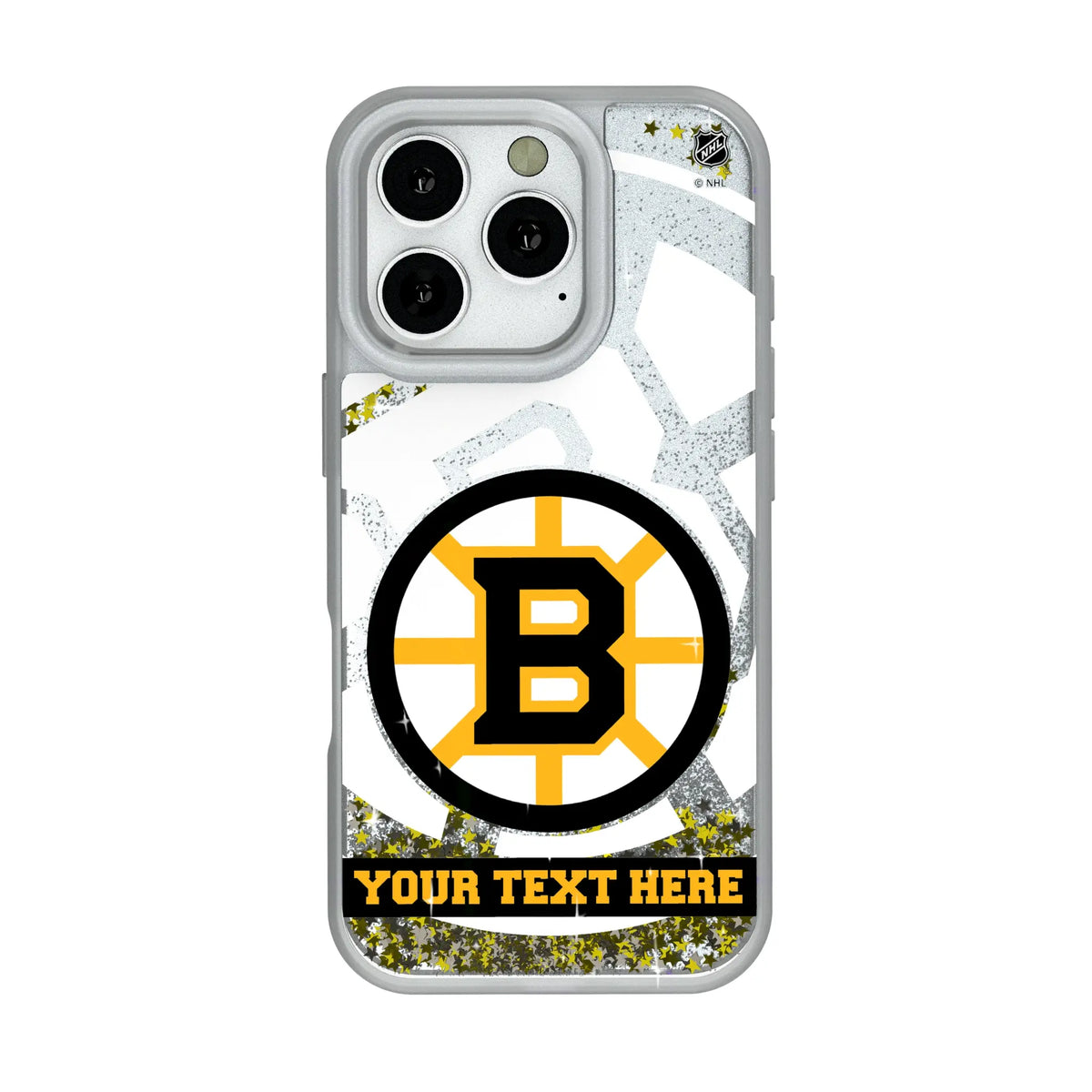 Boston Bruins Personalized Tilt iPhone Glitter Phone Case for Apple iPhone#Device_iPhone 16 Pro