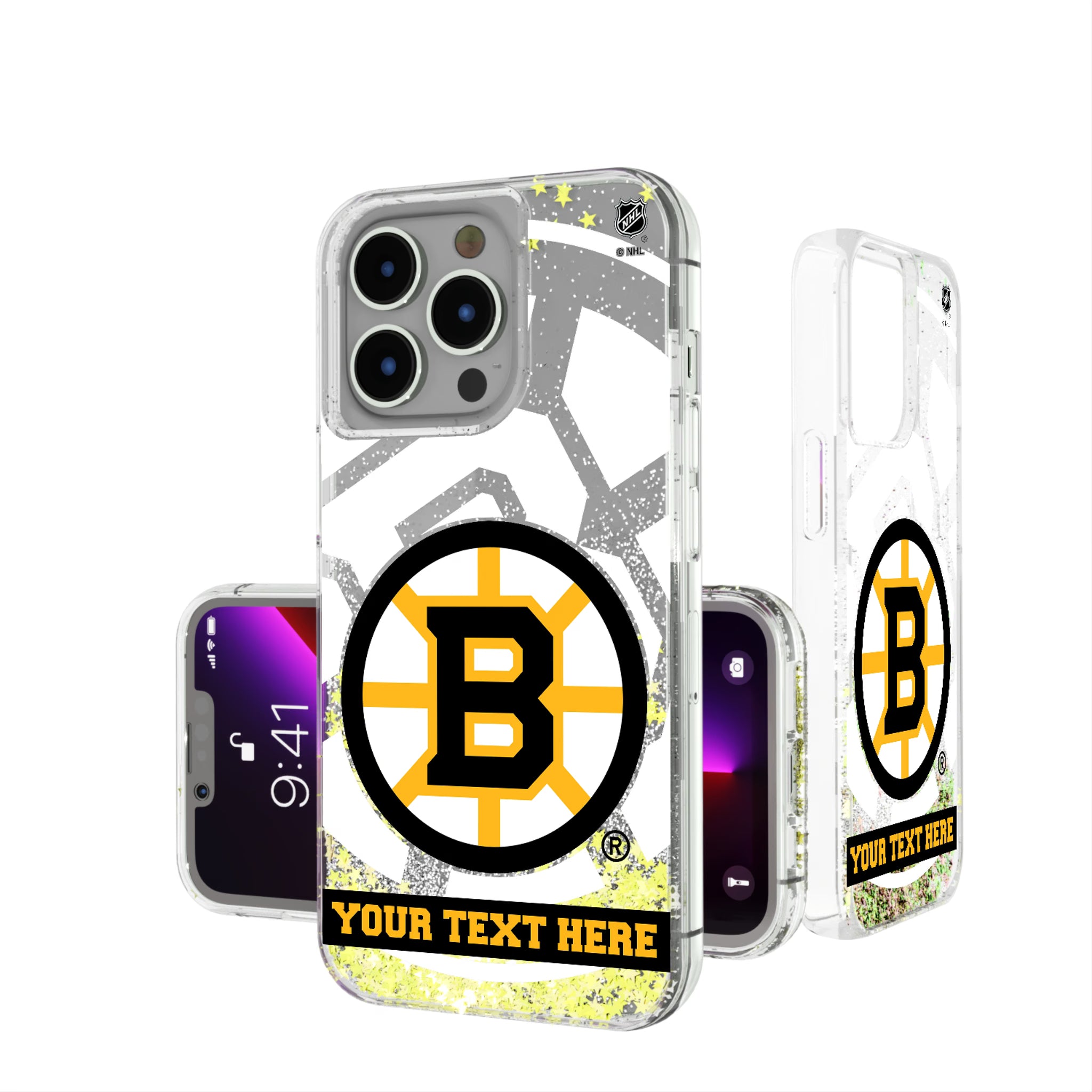 Boston Bruins Personalized Tilt iPhone Glitter Phone Case for Apple iPhone