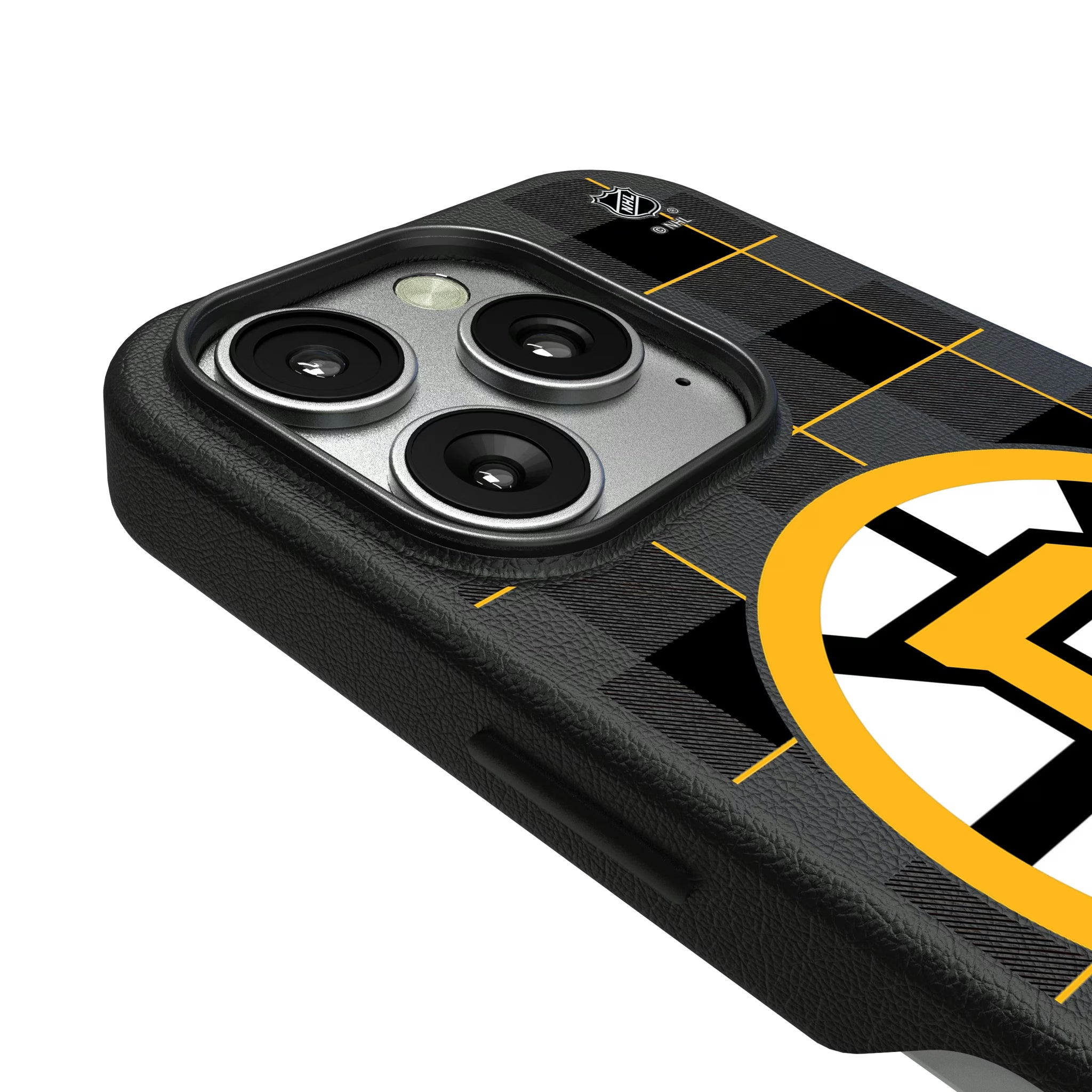 Boston Bruins Plaid iPhone MagSafe Compatible Phone Case for Apple iPhone - Detail