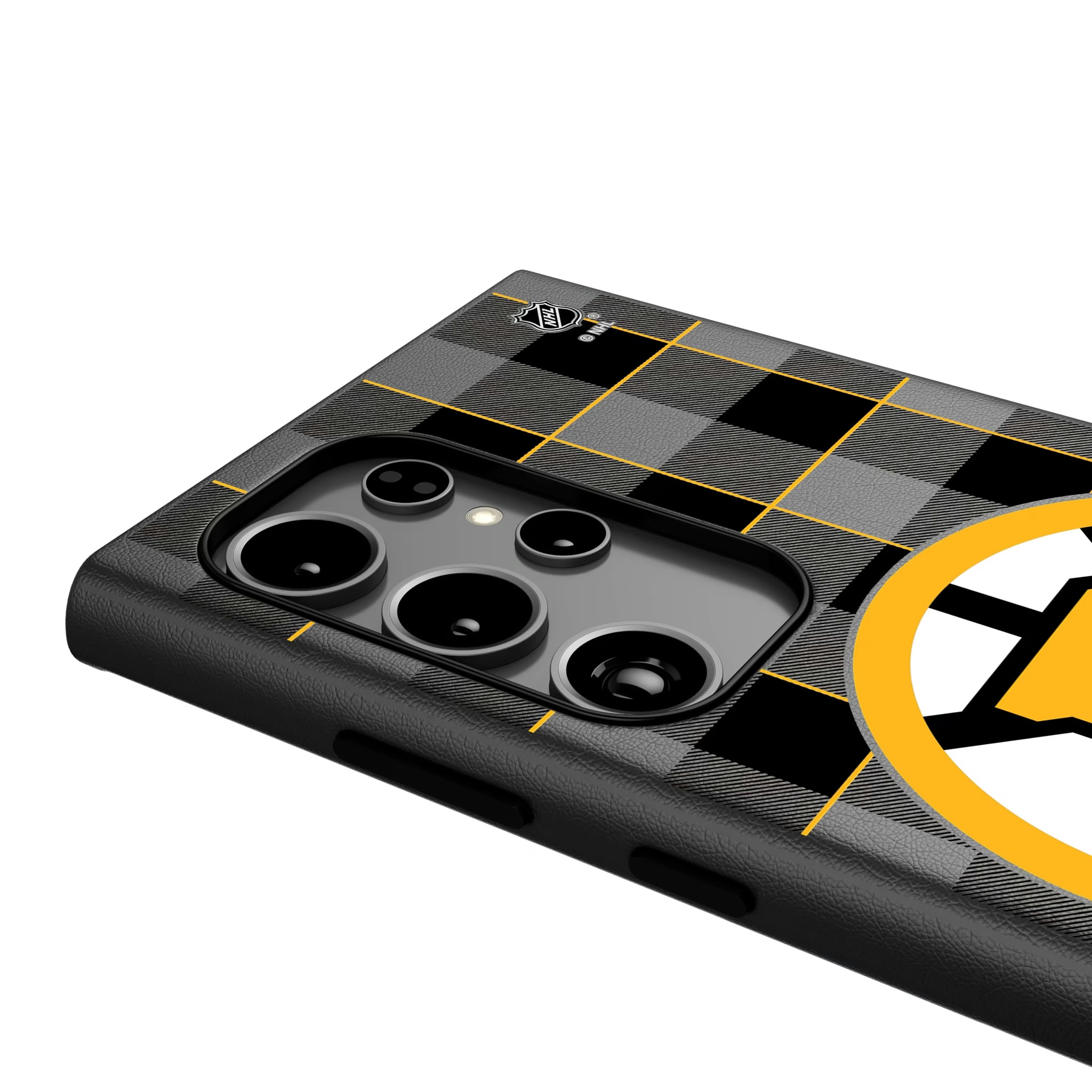 Boston Bruins Plaid Galaxy MagSafe Compatible Phone Case for Samsung Galaxy - Detail