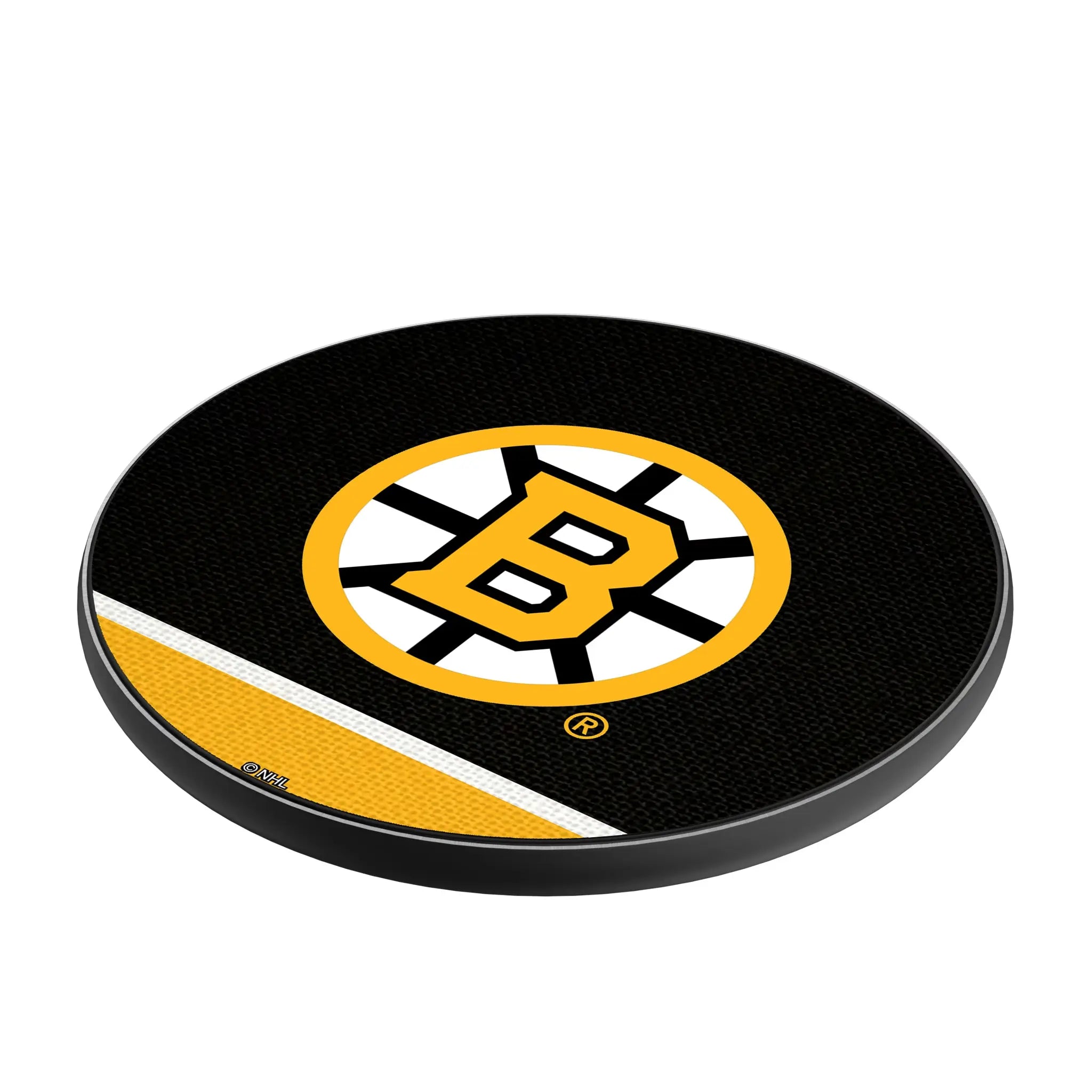 Boston Bruins Stripe 15-Watt Wireless Charger - Isometric View