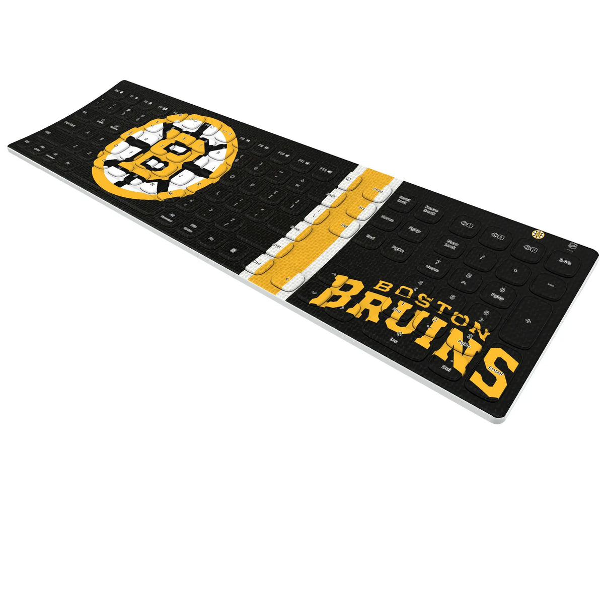 Boston Bruins Stripe KKB605 Curved Wireless Keyboard - Isometric View