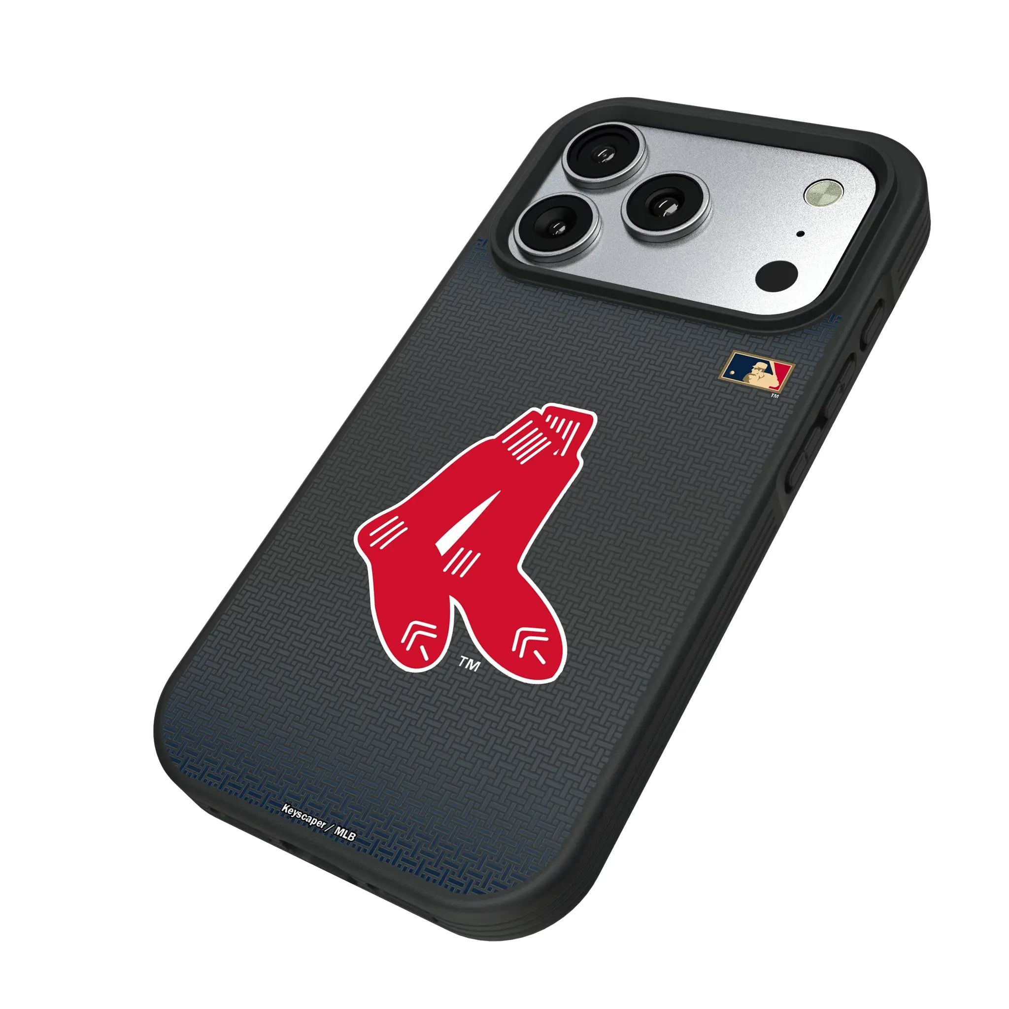 Boston Red Sox 1924-1960 - Cooperstown Collection Linen iPhone Bump Phone Case for Apple iPhone - Isometric View#Device_iPhone 17 Pro