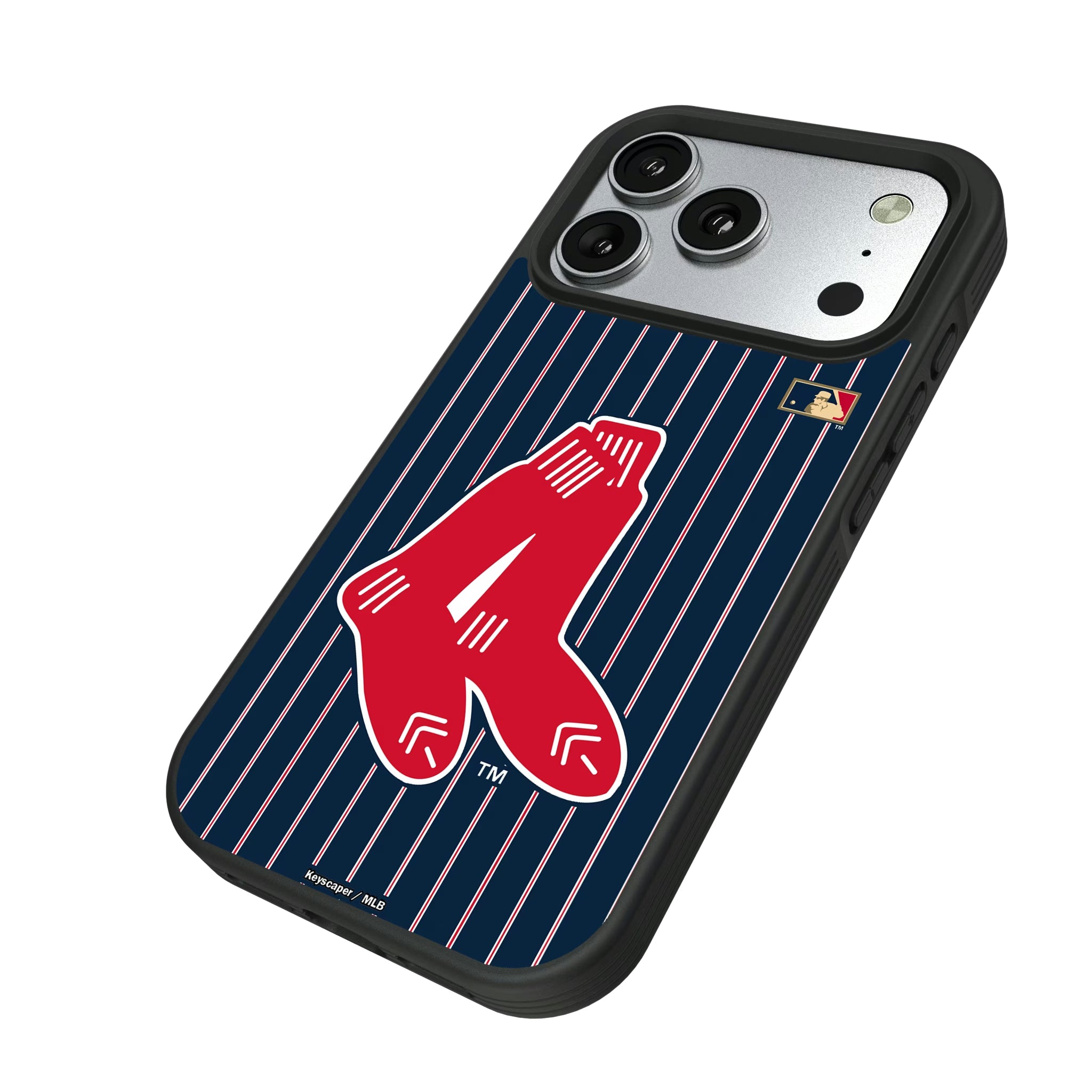 Boston Red Sox 1924-1960 - Cooperstown Collection Pinstripe iPhone Bump Phone Case for Apple iPhone - Isometric View#Device_iPhone 17 Pro
