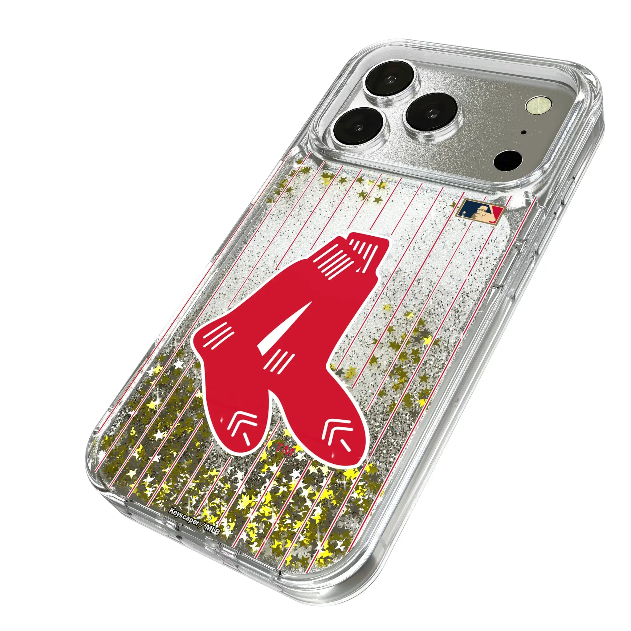 Boston Red Sox 1924-1960 - Cooperstown Collection Pinstripe iPhone Glitter Phone Case for Apple iPhone - Isometric View