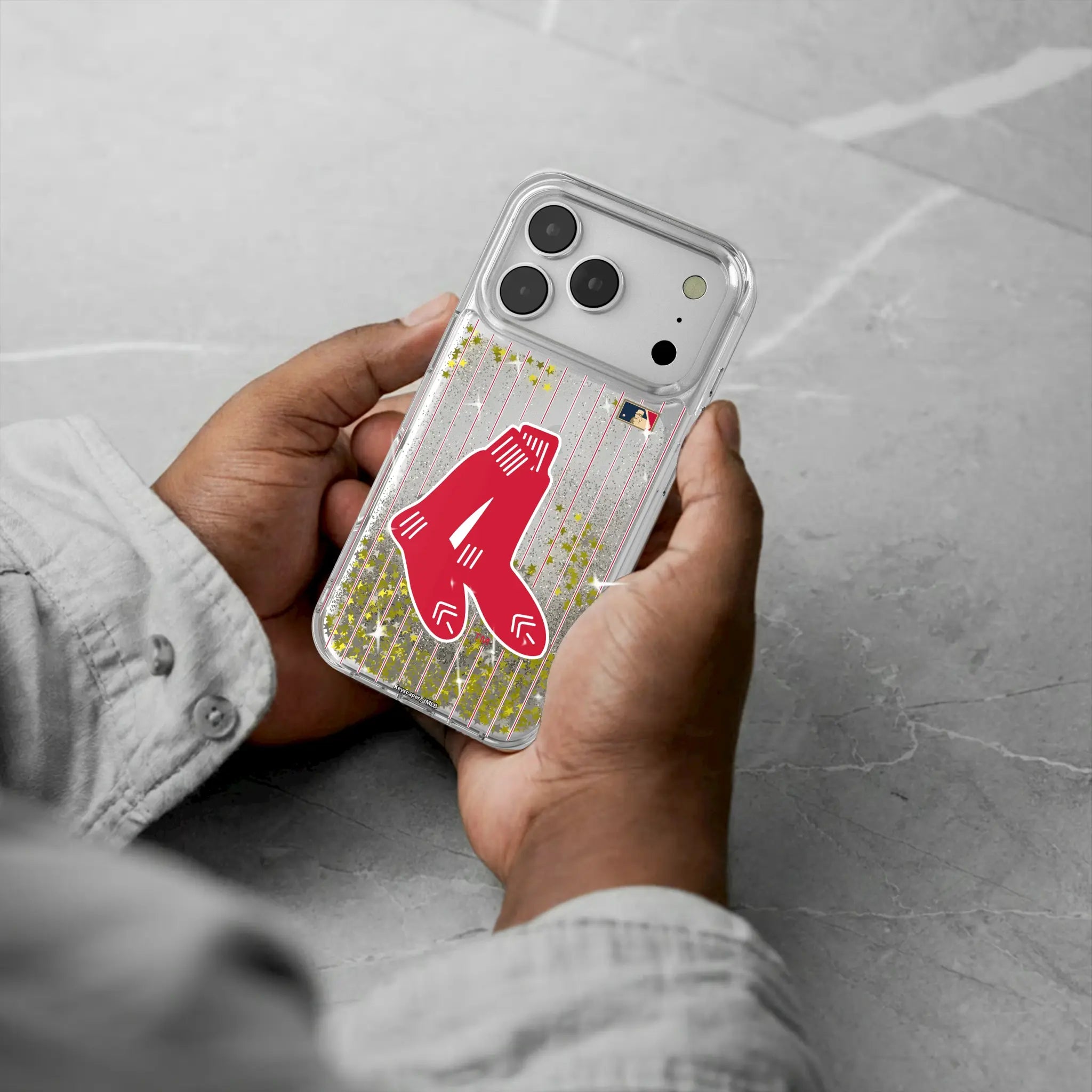 Boston Red Sox 1924-1960 - Cooperstown Collection Pinstripe iPhone Glitter Phone Case for Apple iPhone - Lifestyle