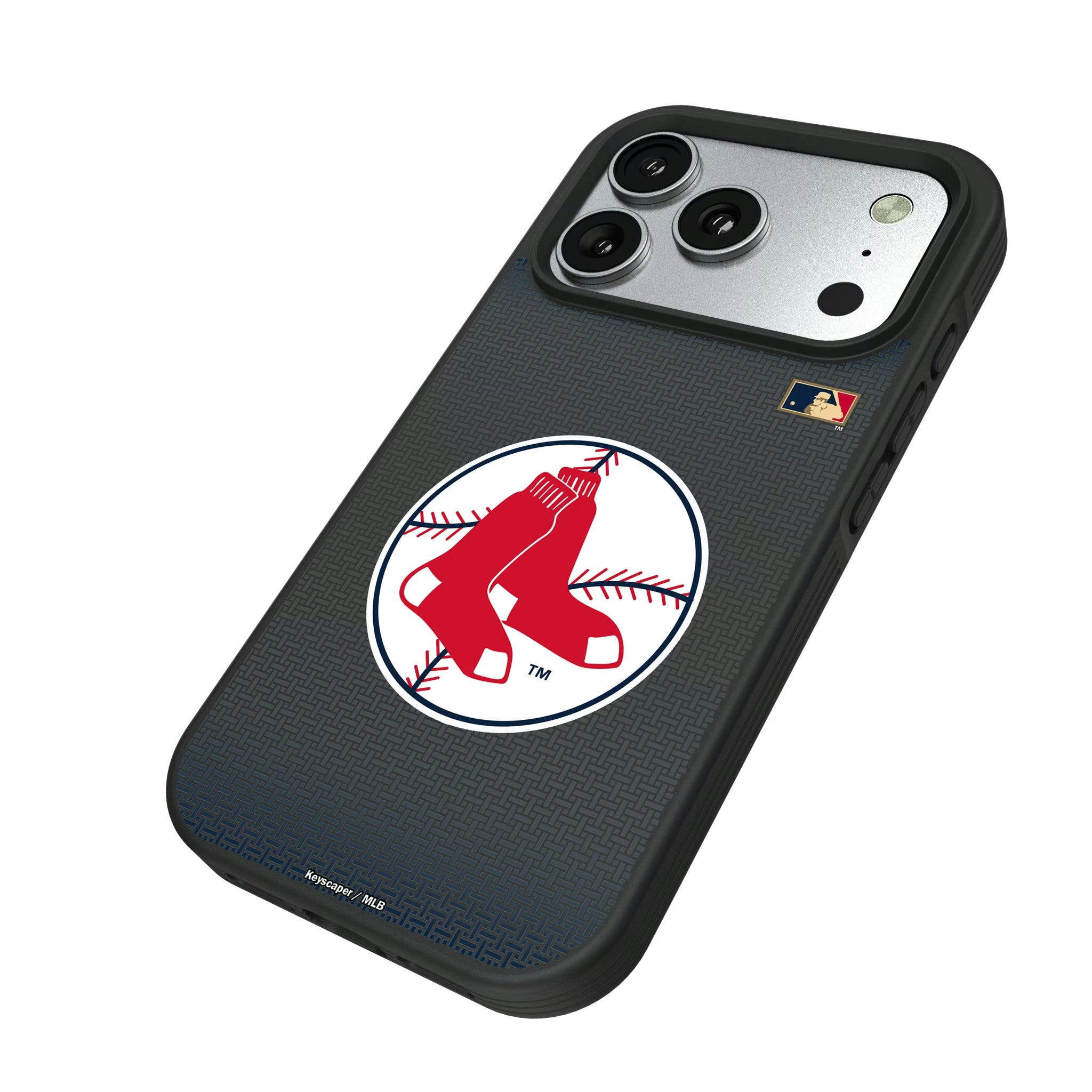 Boston Red Sox 1970-1975 - Cooperstown Collection Linen iPhone Bump Phone Case for Apple iPhone - Isometric View#Device_iPhone 17 Pro