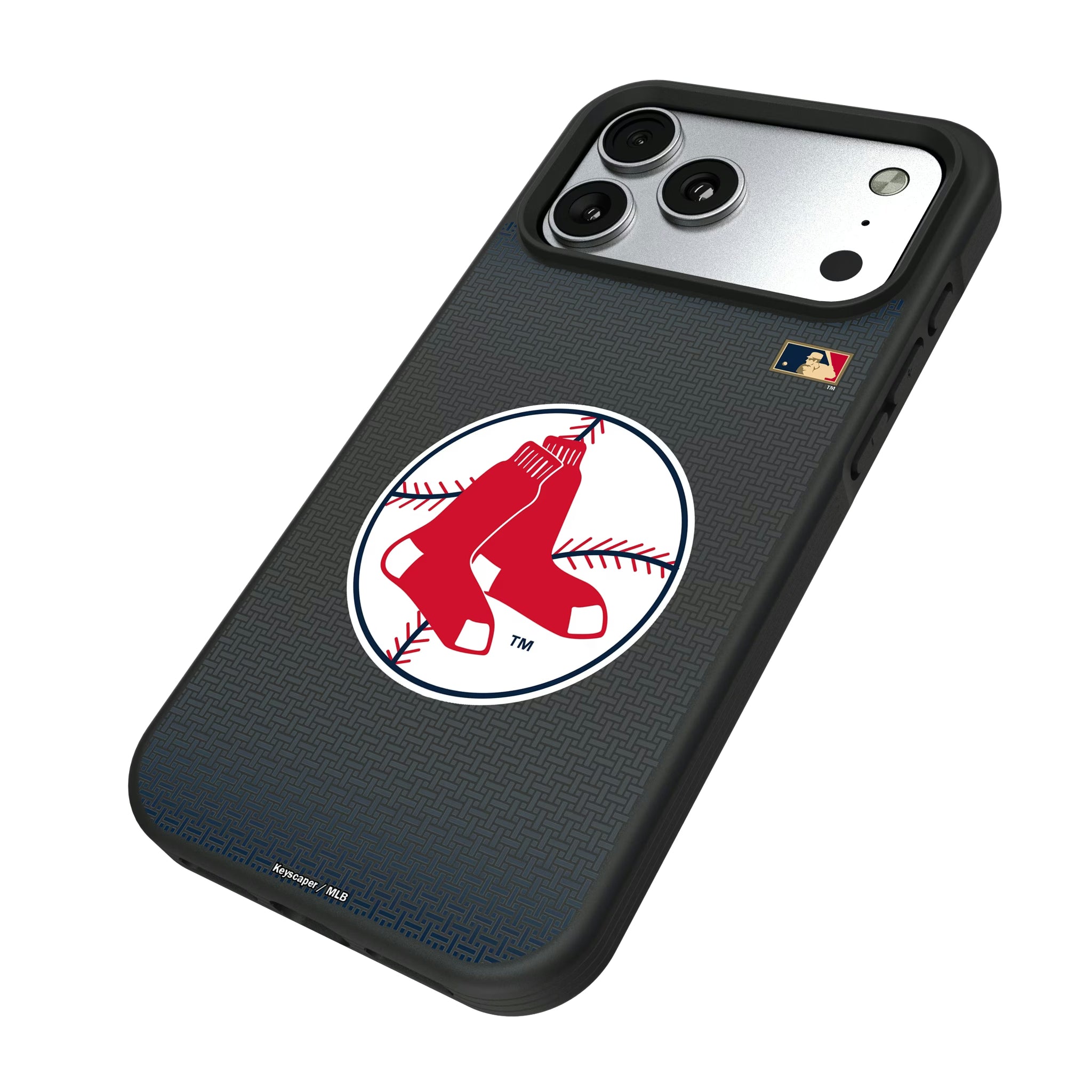 Boston Red Sox 1970-1975 - Cooperstown Collection Linen iPhone Bump Phone Case for Apple iPhone - Isometric View#Device_iPhone 17 Pro Max
