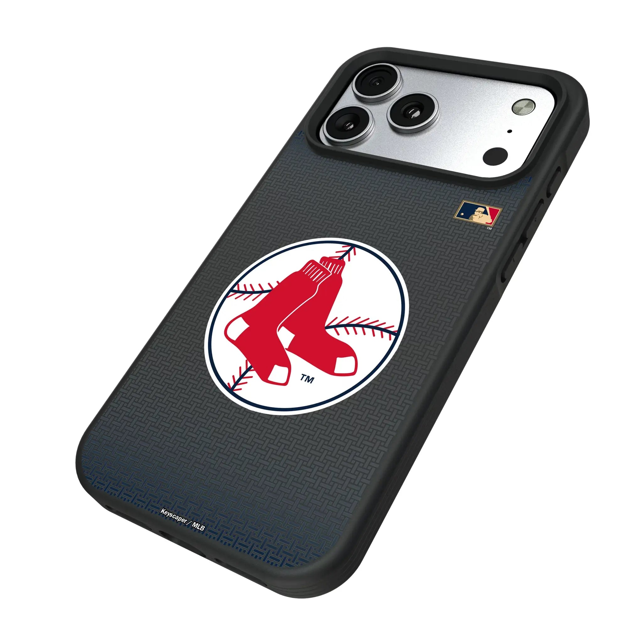 Boston Red Sox 1970-1975 - Cooperstown Collection Linen iPhone Bump Phone Case for Apple iPhone - Isometric View#Device_iPhone 17 Pro Max