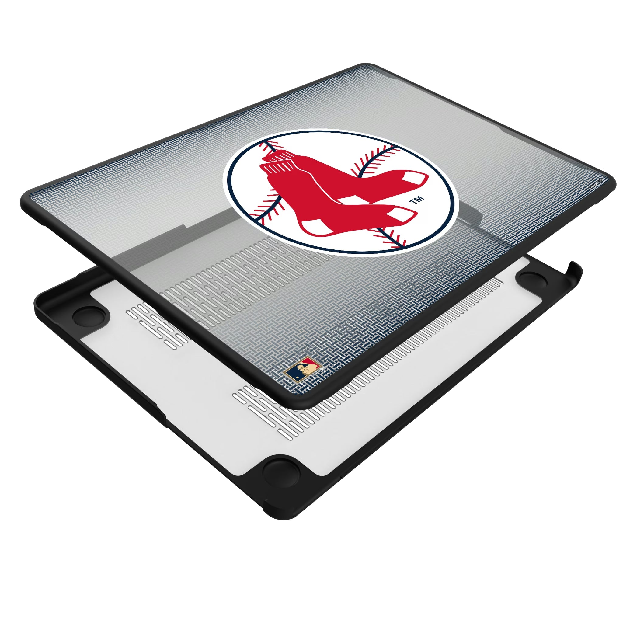 Boston Red Sox 1970-1975 - Cooperstown Collection Linen MacBook Laptop Case for Apple MacBook - Isometric View#Device_MacBook Pro (14-inch, 2021) / MacBook Pro (14-inch, 2023) / MacBook Pro (14-inch, 2024)