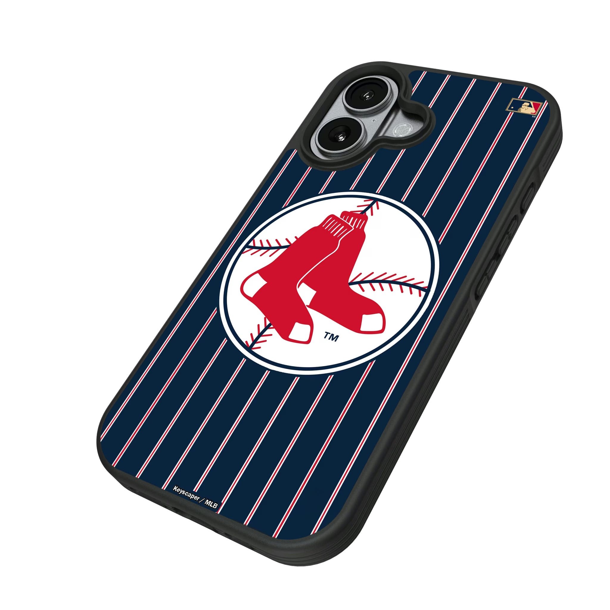 Boston Red Sox 1970-1975 - Cooperstown Collection Pinstripe iPhone Bump Phone Case for Apple iPhone - Isometric View#Device_iPhone 17