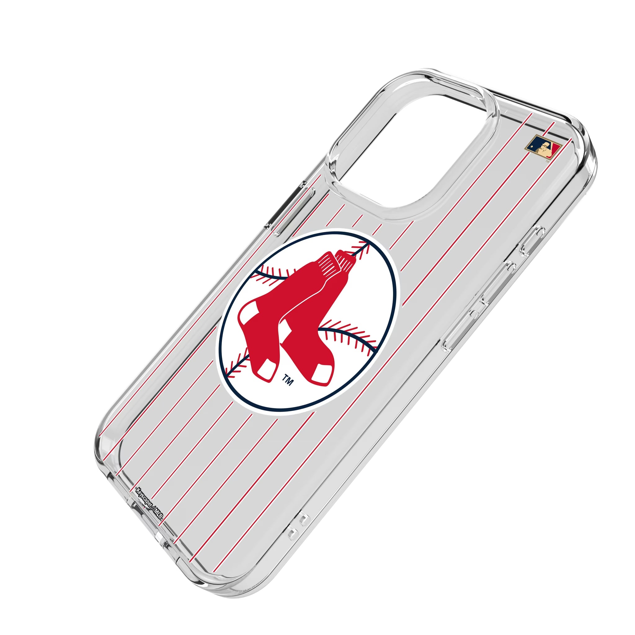 Boston Red Sox 1970-1975 - Cooperstown Collection Pinstripe iPhone Clear Phone Case for Apple iPhone - Isometric View