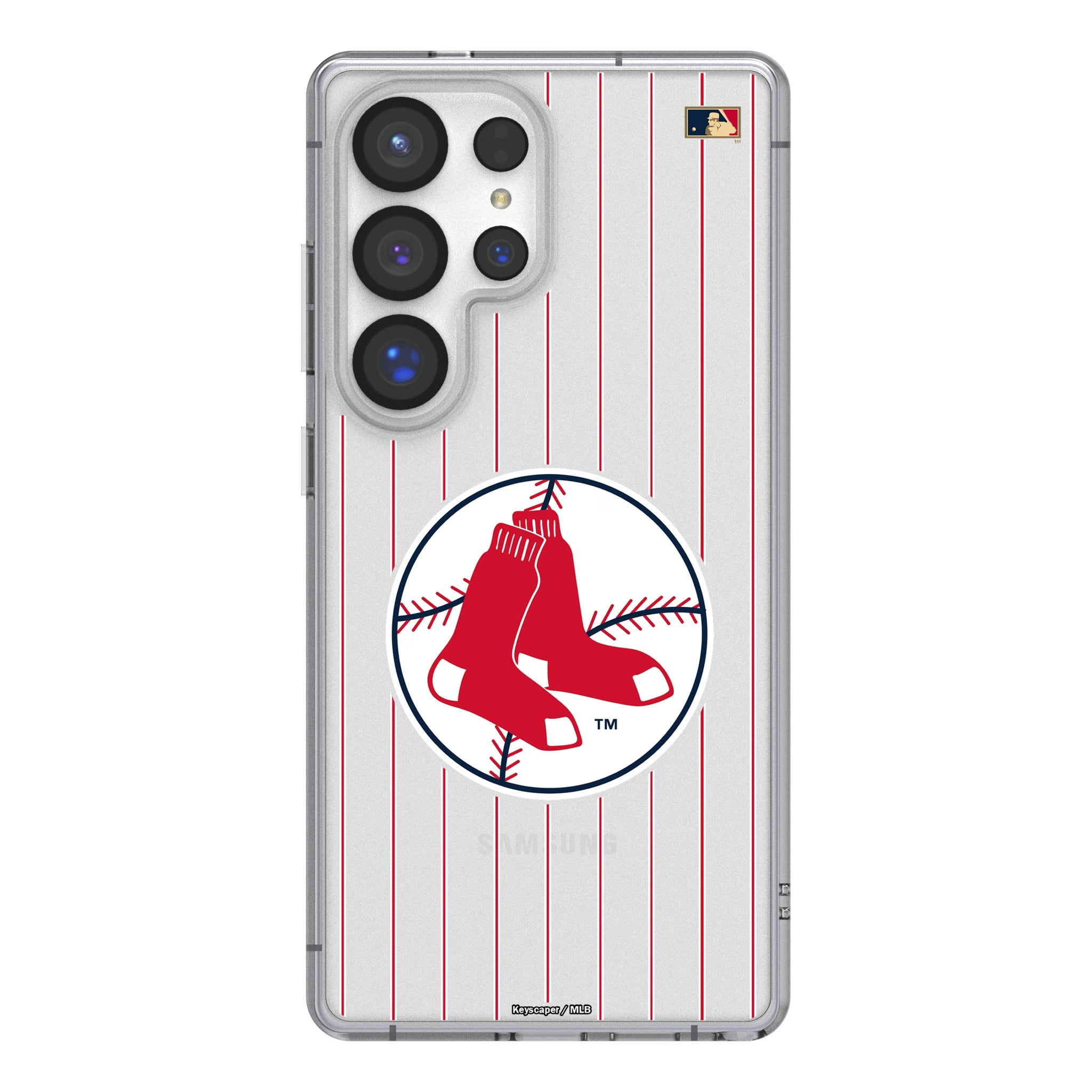 Boston Red Sox 1970-1975 - Cooperstown Collection Pinstripe Galaxy Clear Phone Case for Samsung Galaxy